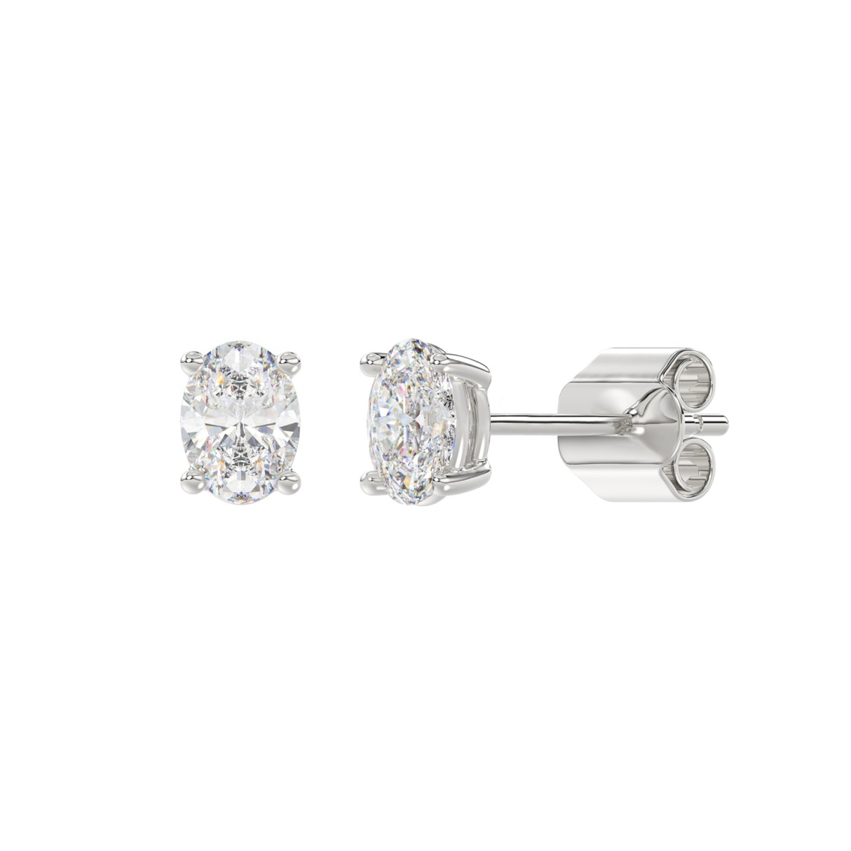 4 Prong Basket Oval Stud Earrings