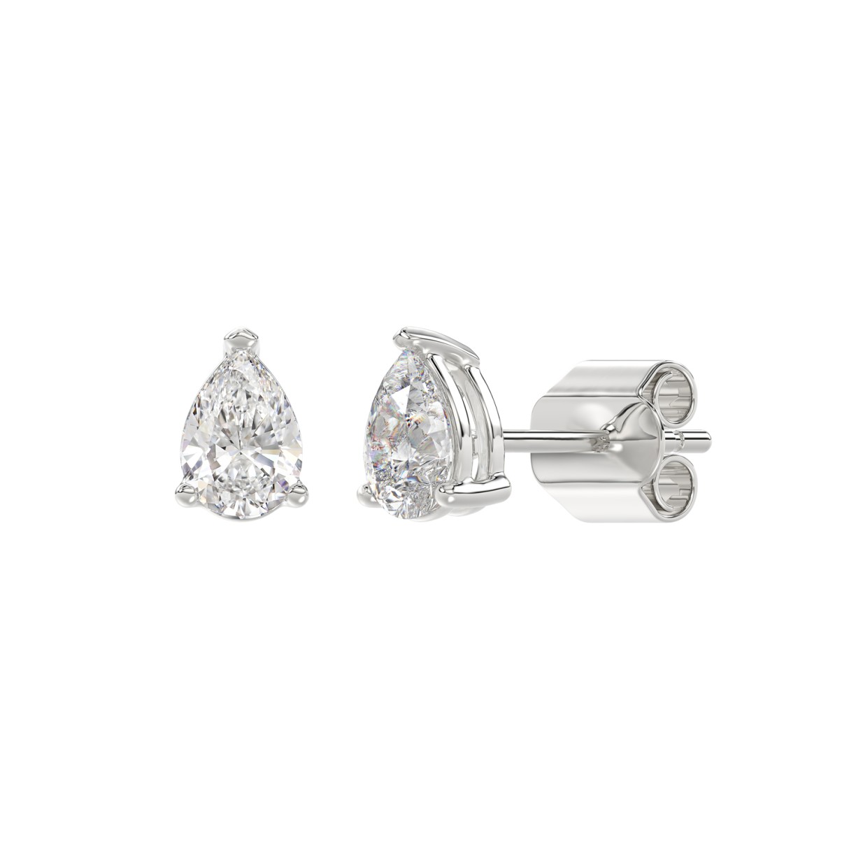 3 Prong Basket Pear Stud Earrings
