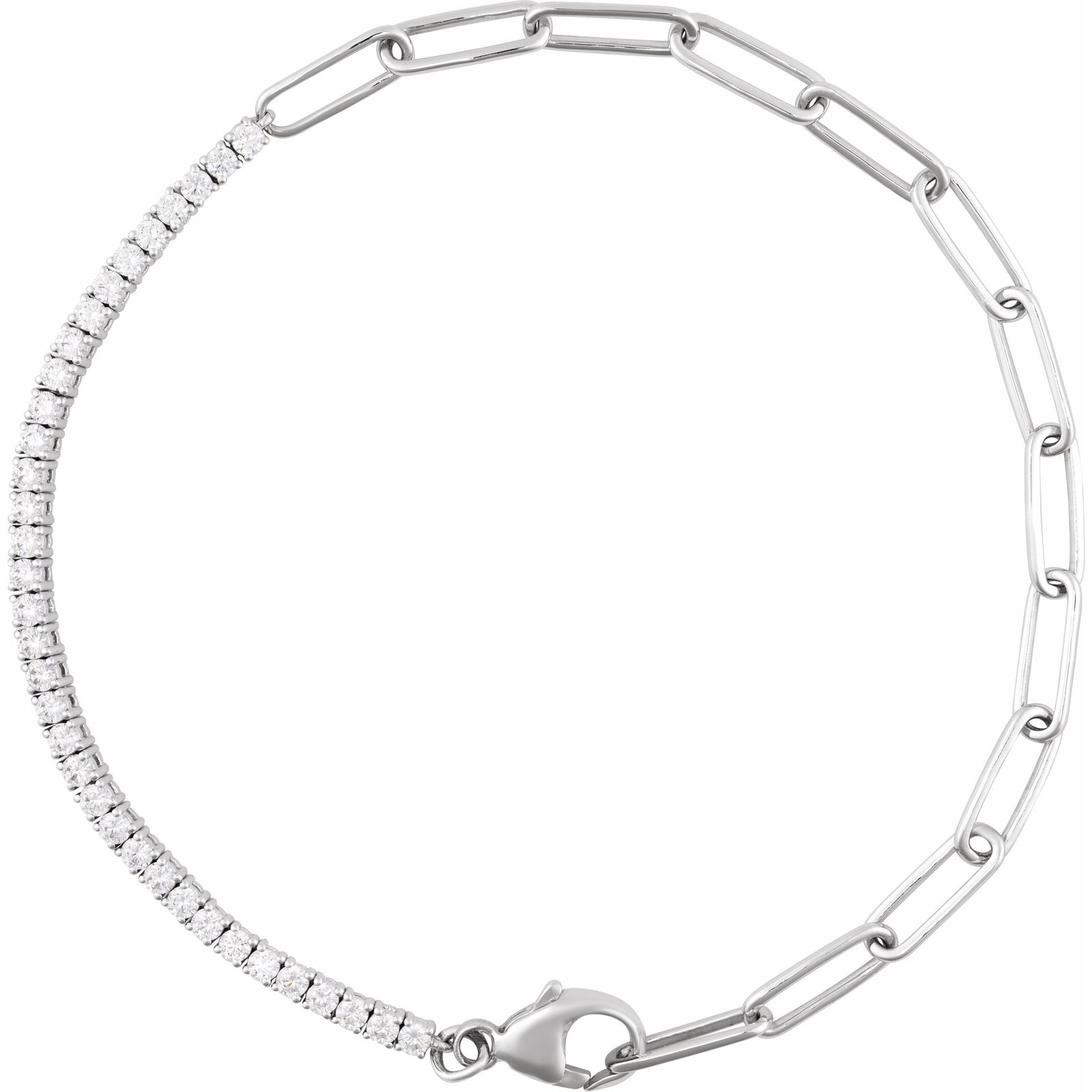 Paper-Clip Line Diamond Bracelet