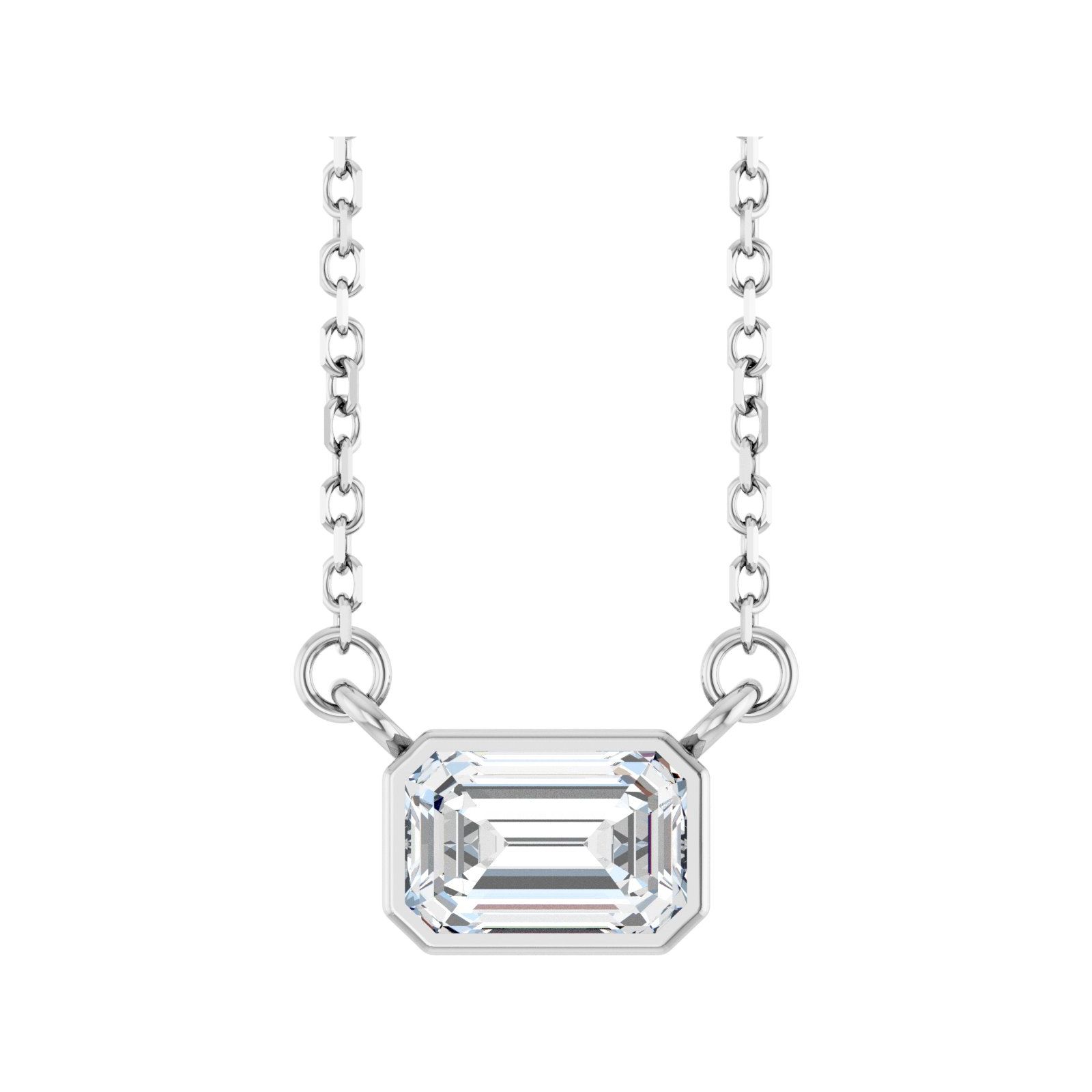 Emerald-Cut Bezel Solitaire Necklace