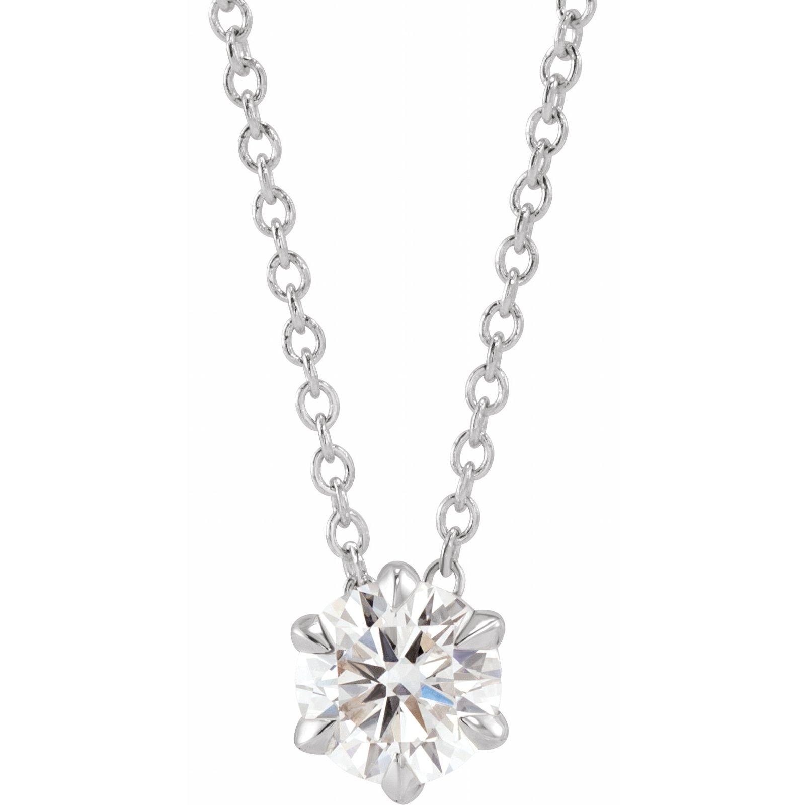 Round 6-Prong Claw Solitaire Necklace
