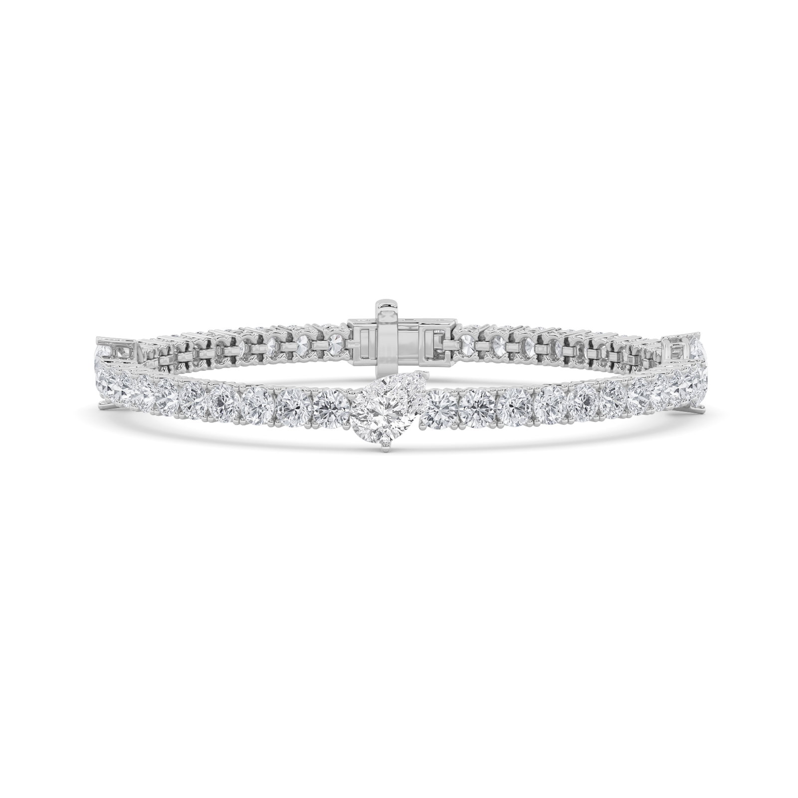 East West Station Bracelet with Pear Shaped Lab Grown Diamond (F/VS) in 14K Gold