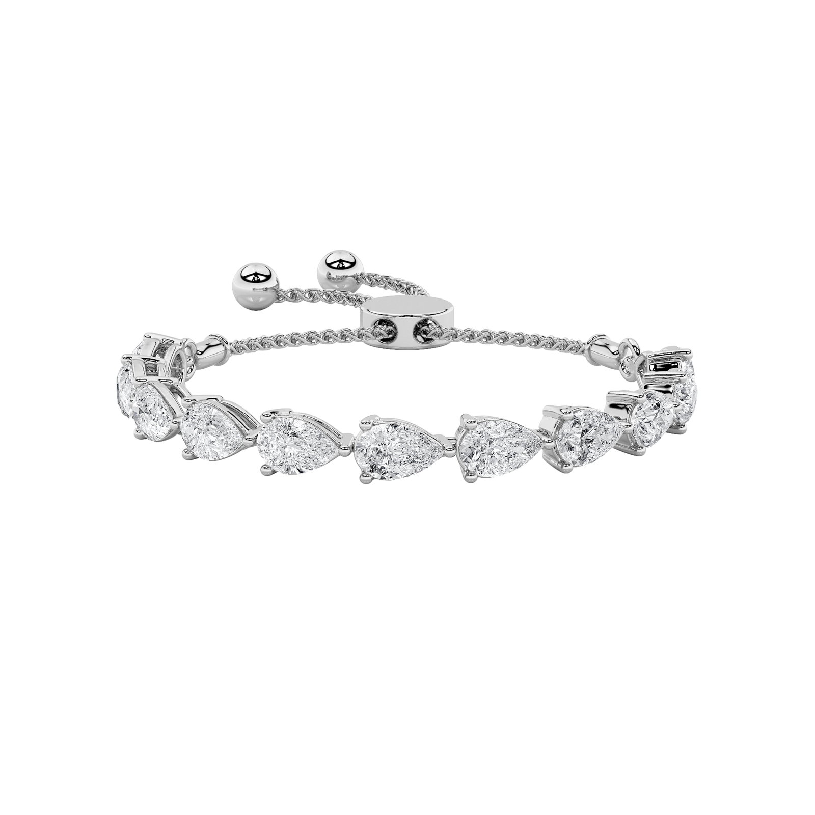 Bolo Bracelet with Pear Shaped Lab Grown Diamond (F/VS) in 14K Gold