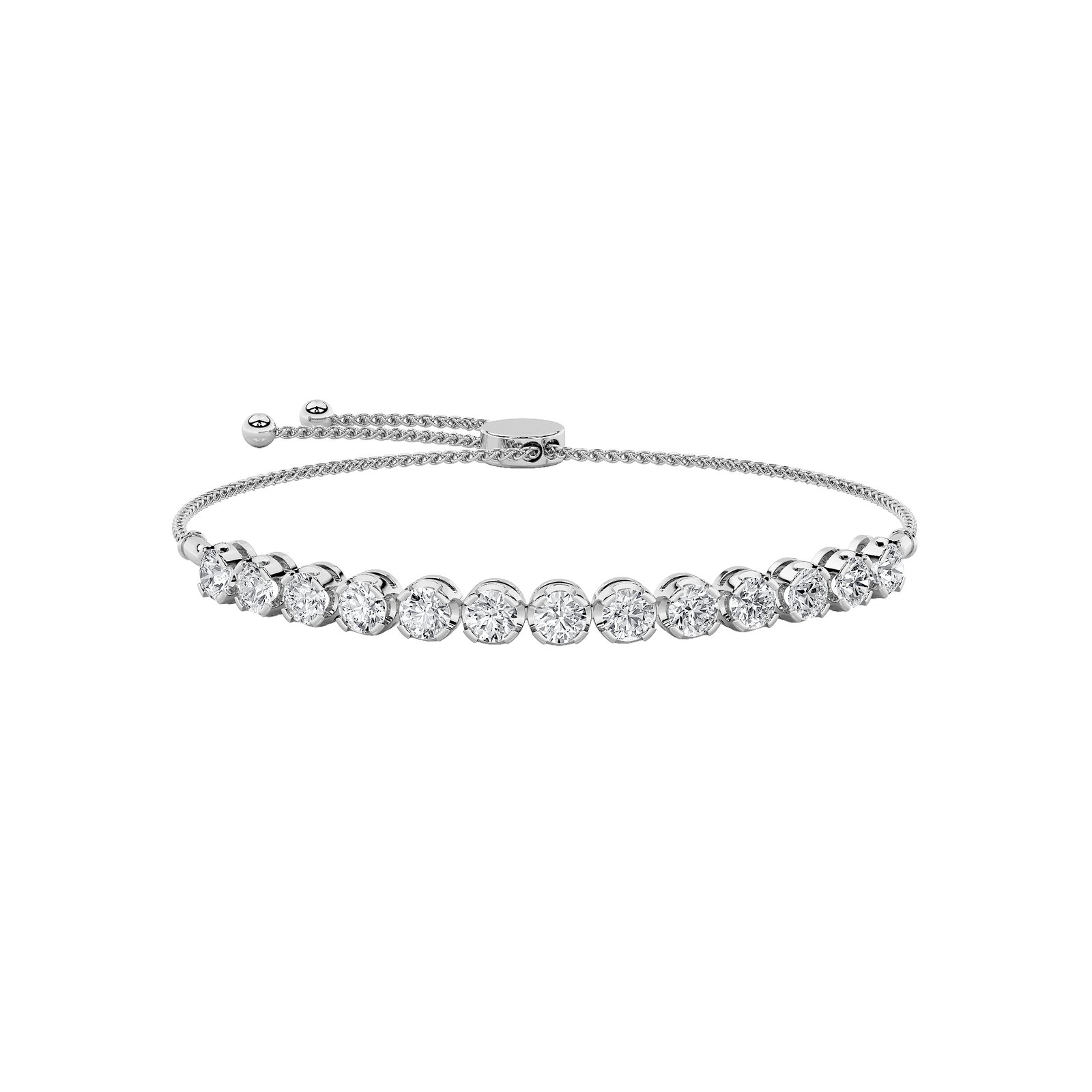 Bolo Bracelet with Round Shaped Lab Grown Diamond (F/VS) in 14K Gold