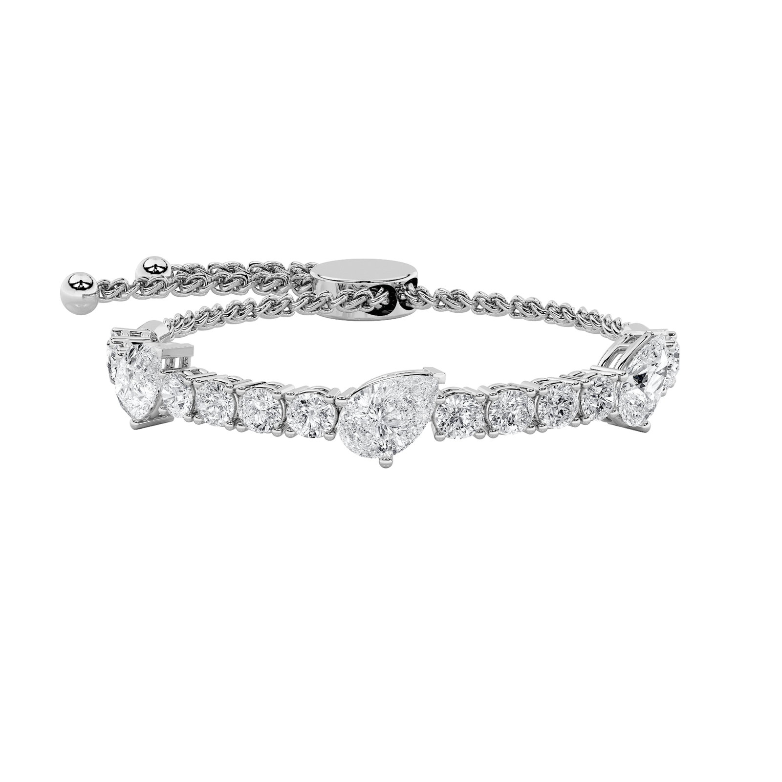 Bolo Bracelet with Pear Shaped Lab Grown Diamond (F/VS) in 14K Gold