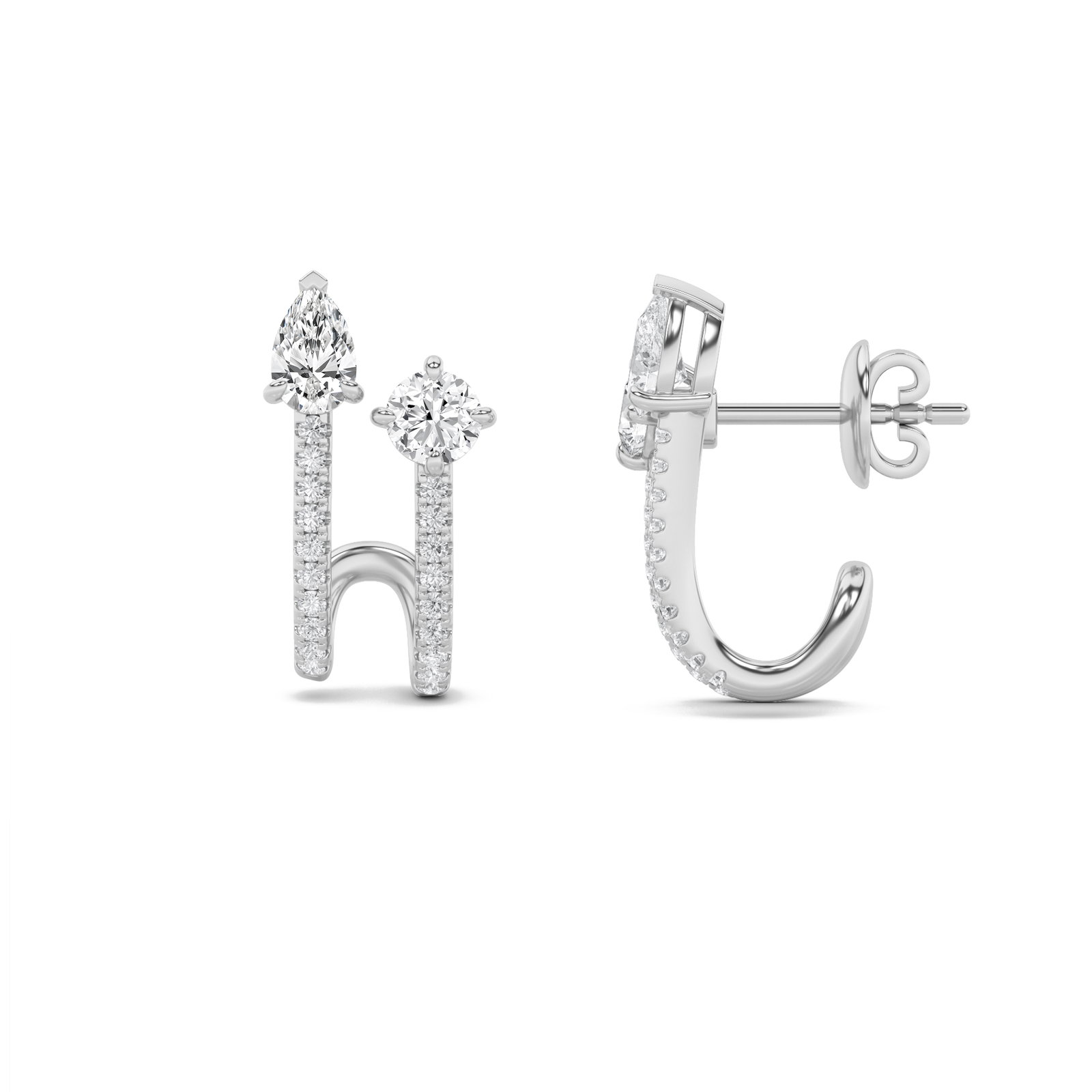 Toi et Moi Round and Pear Accented Earrings