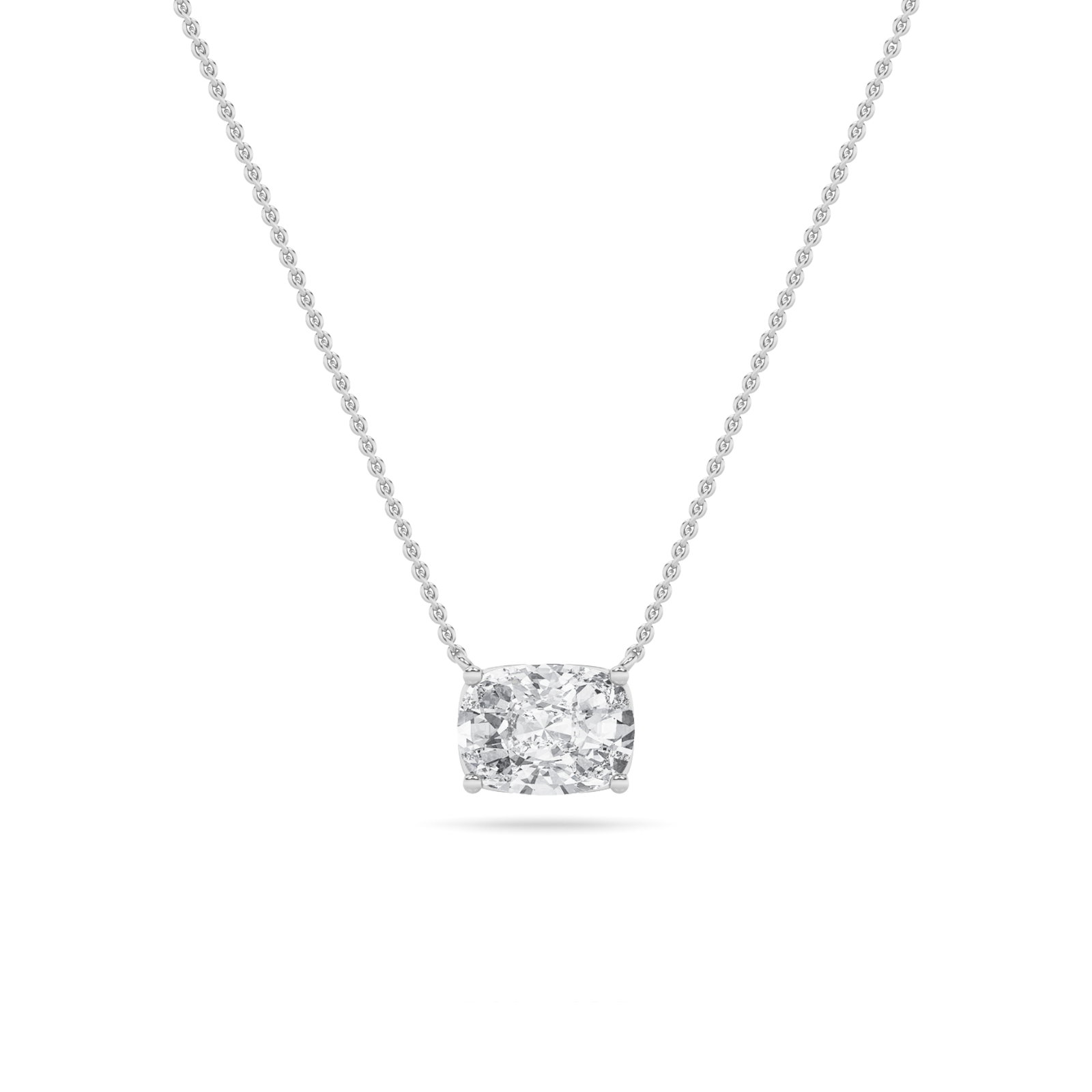 Elongated Cushion Solitaire Necklace