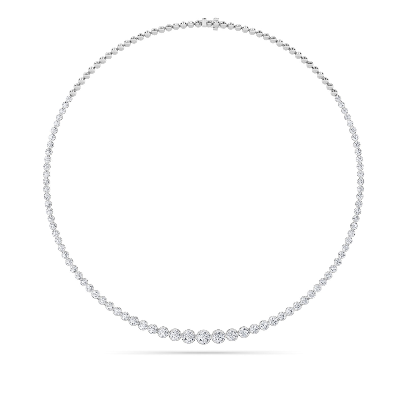 Graduating Half Riviera Necklace with Round Shaped Lab Grown Diamond (F/VS) in 14K Gold