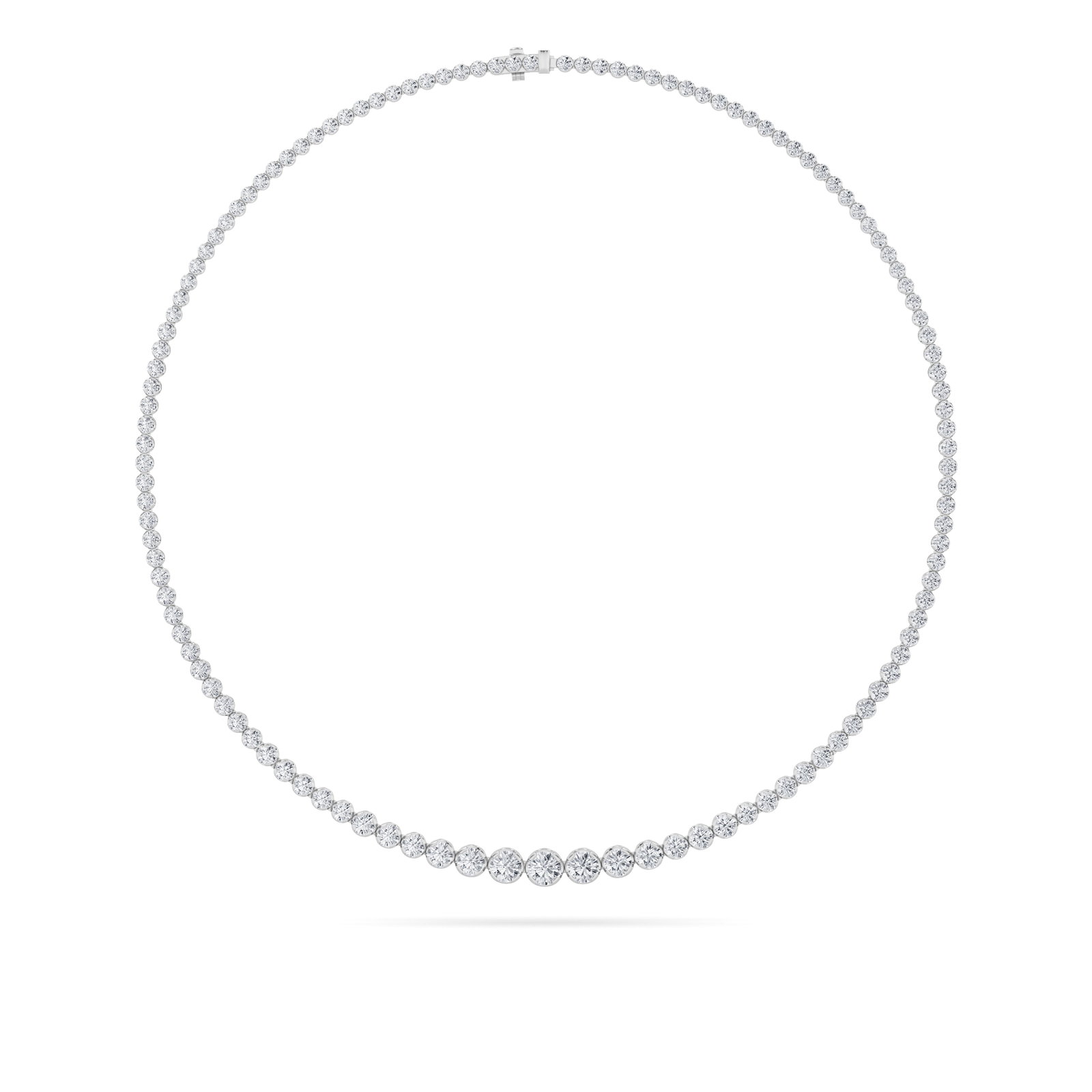Graduating Full Riviera Necklace with Round Shaped Lab Grown Diamond (F/VS) in 14K Gold
