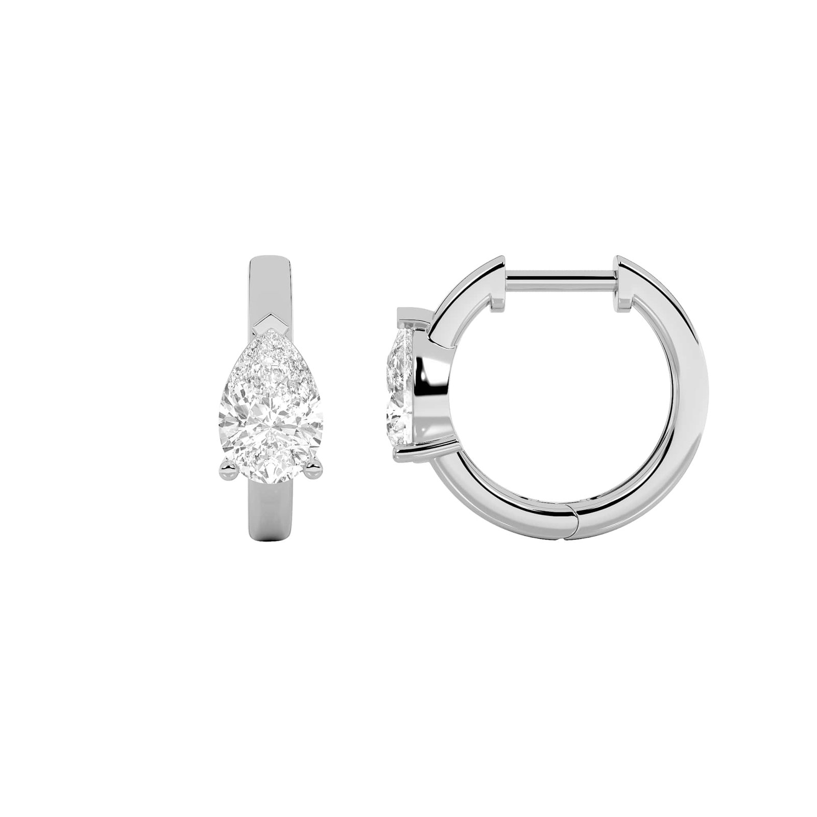 Solitaire Pear Huggie Earrings