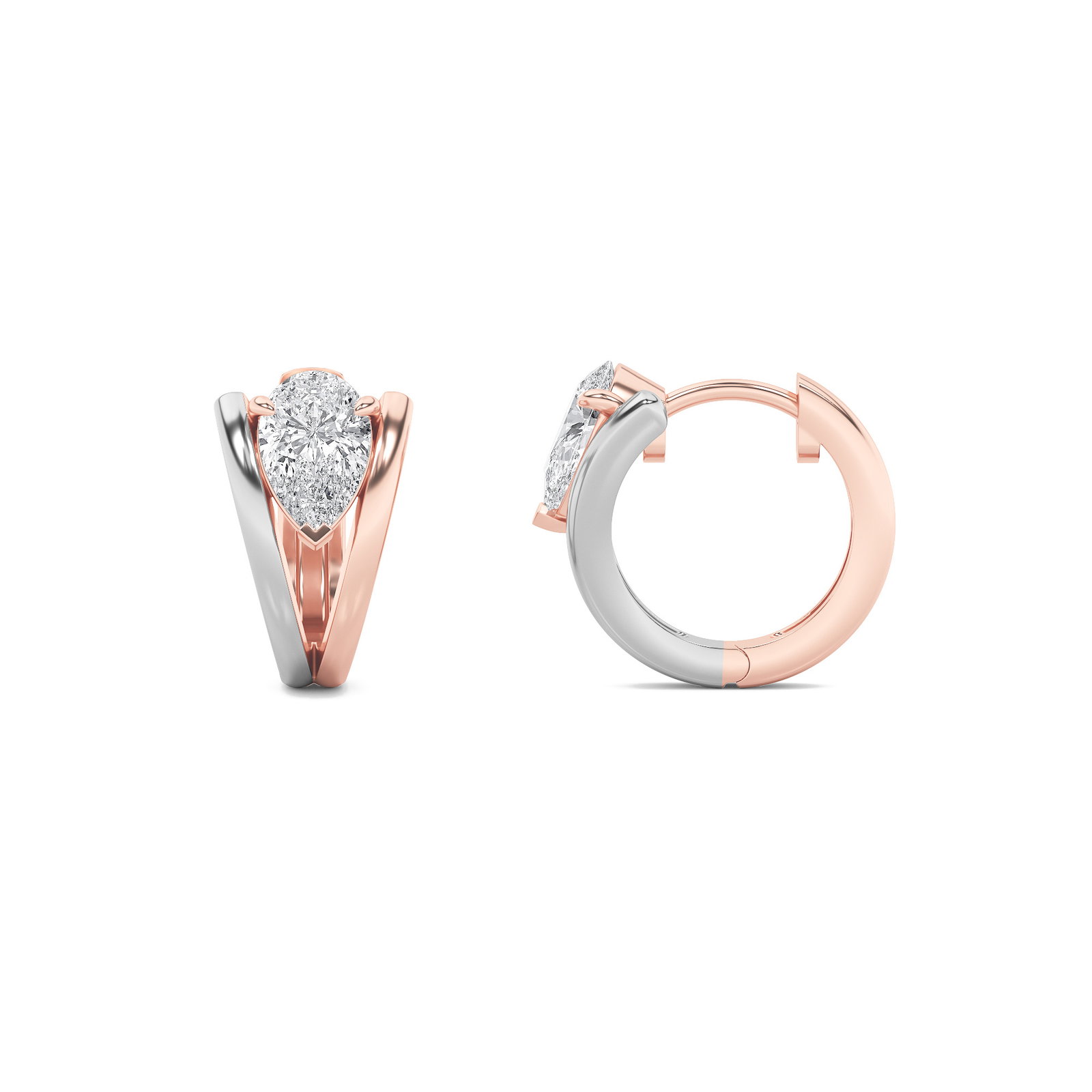 Fashion Earrings with Pear Shaped Lab Grown Diamond (F/VS) in 14K Gold