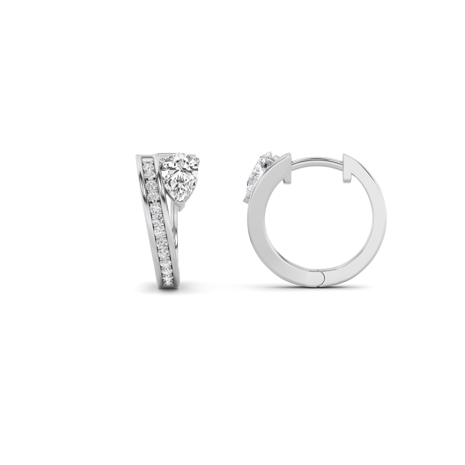 Fashion Earrings with Pear Shaped Lab Grown Diamond (F/VS) in 14K Gold