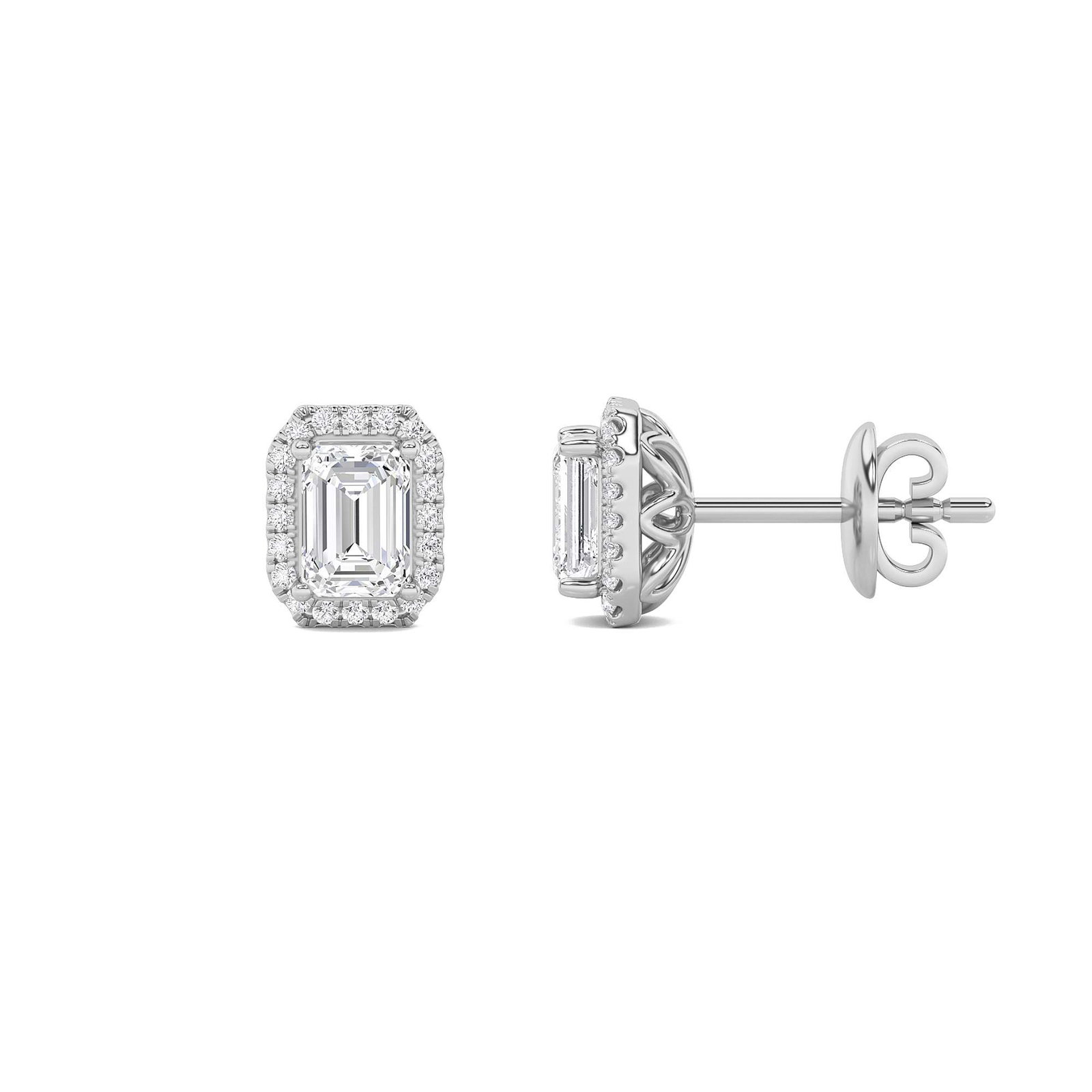 Halo Emerald Stud Earrings
