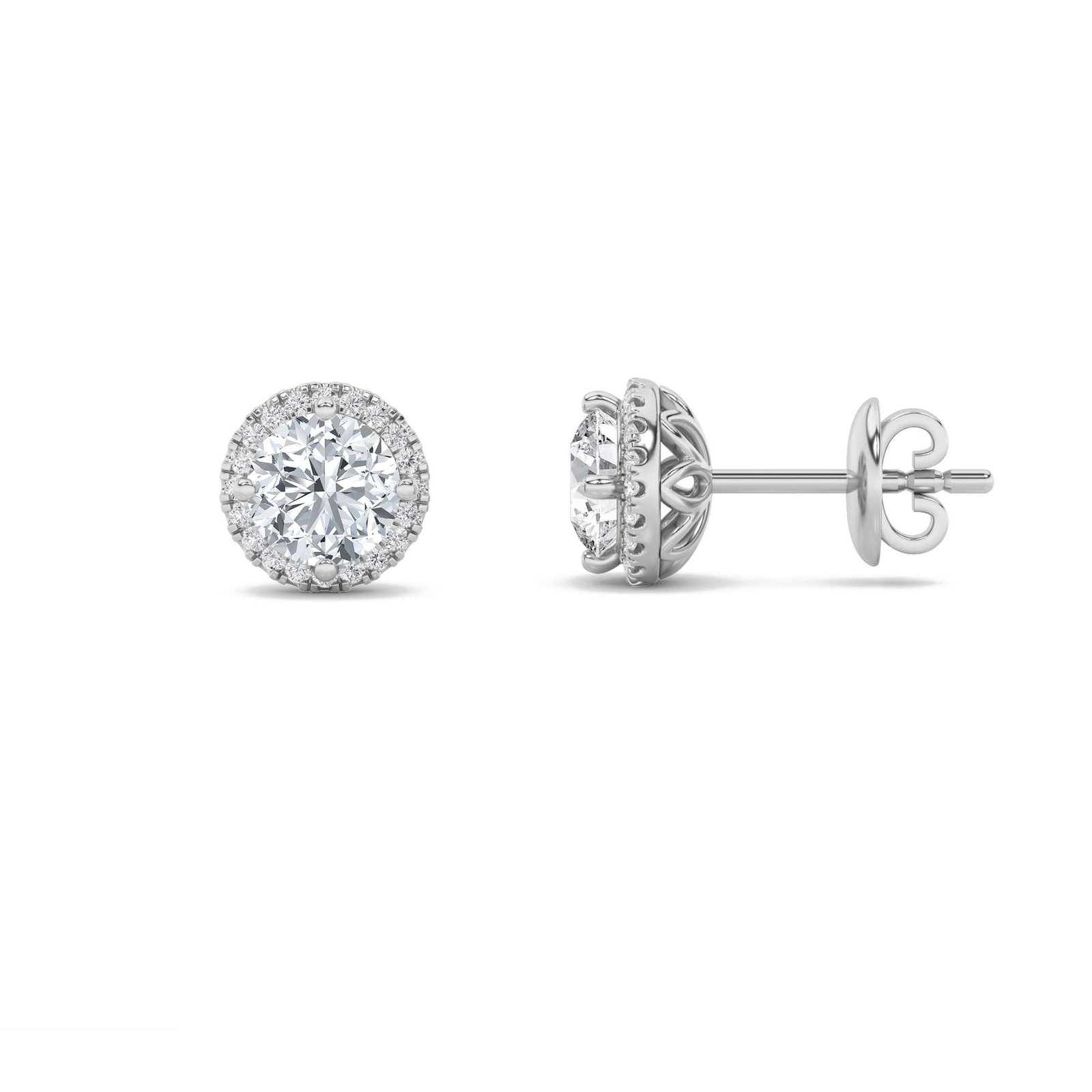 Round Halo Stud Halo Earrings