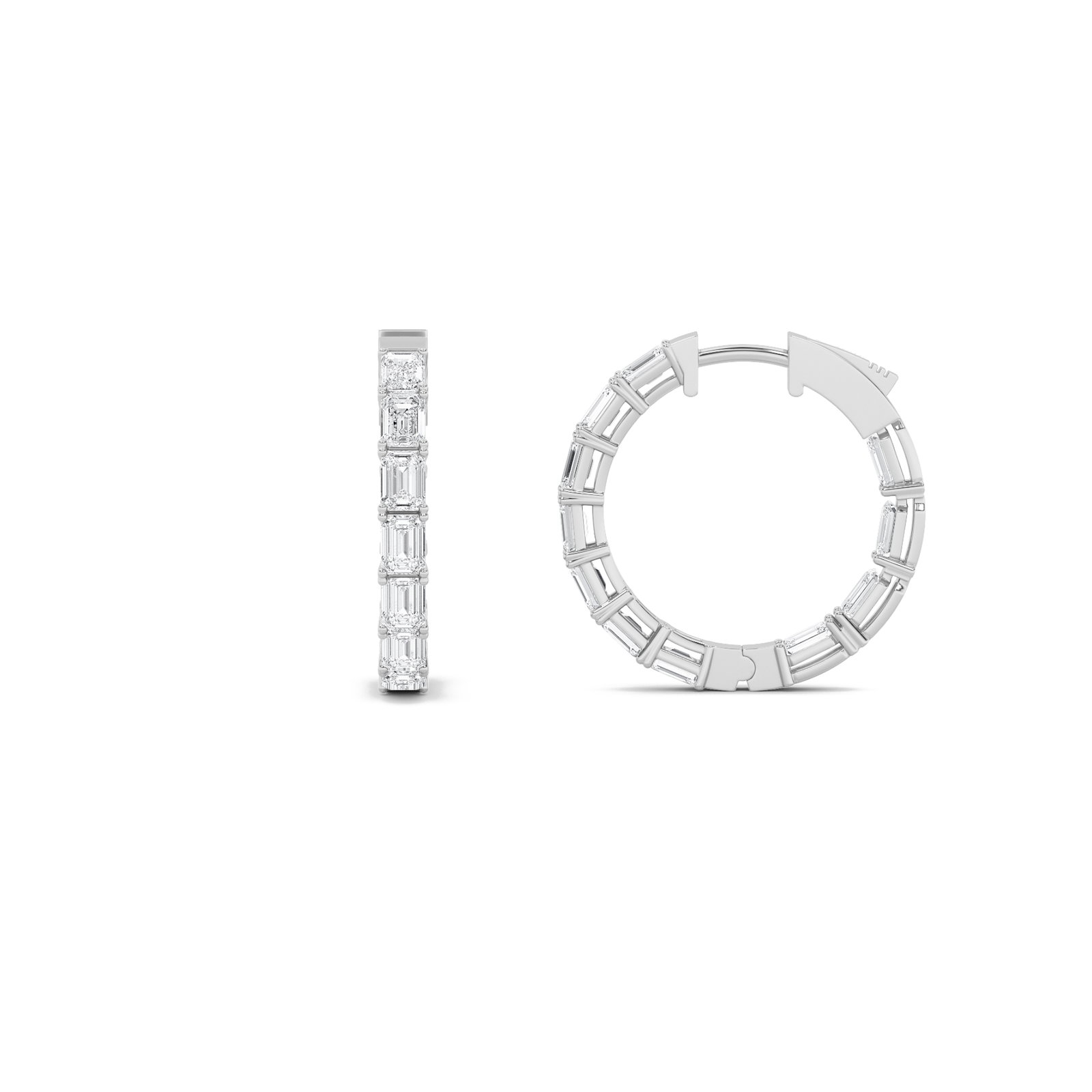 Inside out Emerald Hoop Earring