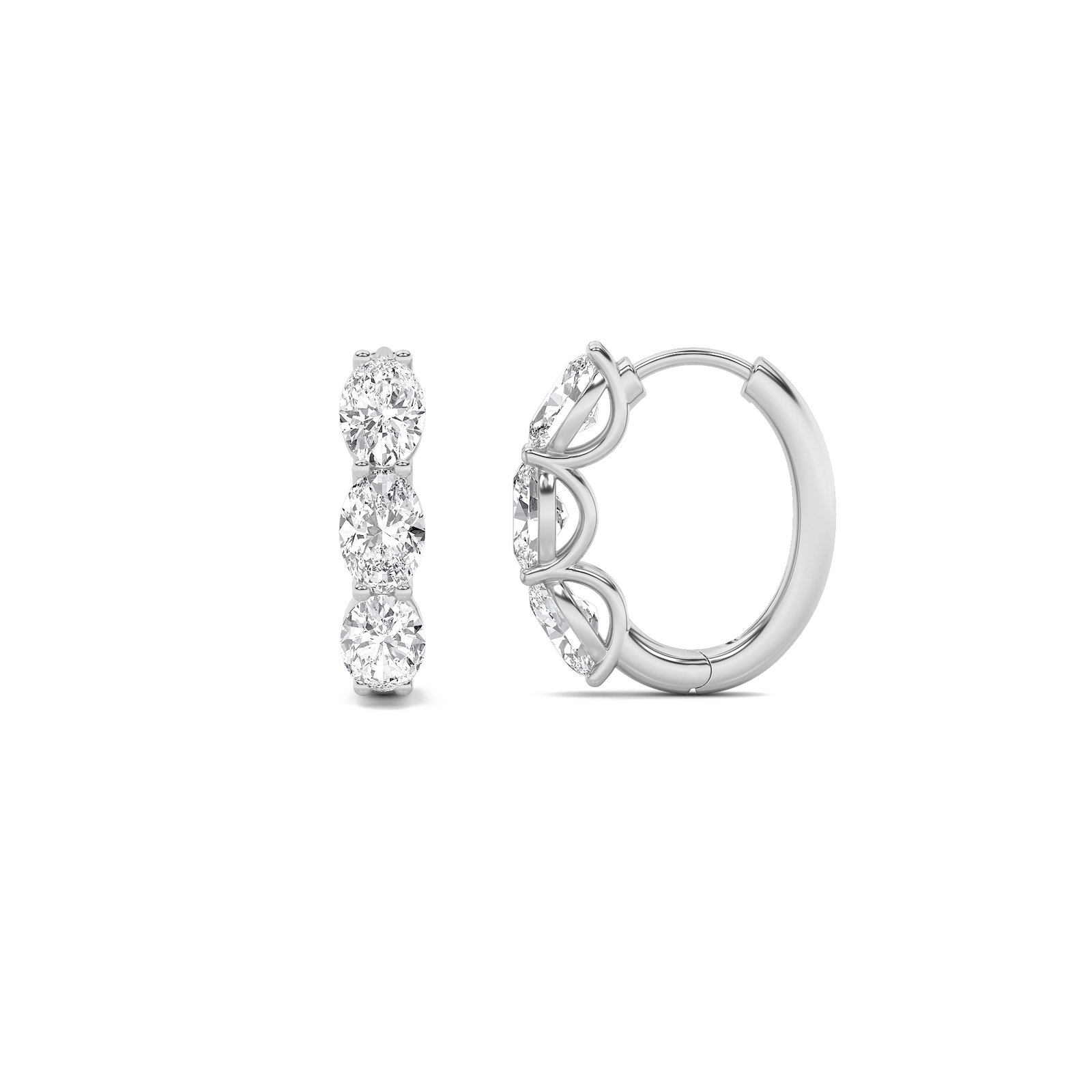 Three Stone Oval Hoop Earring