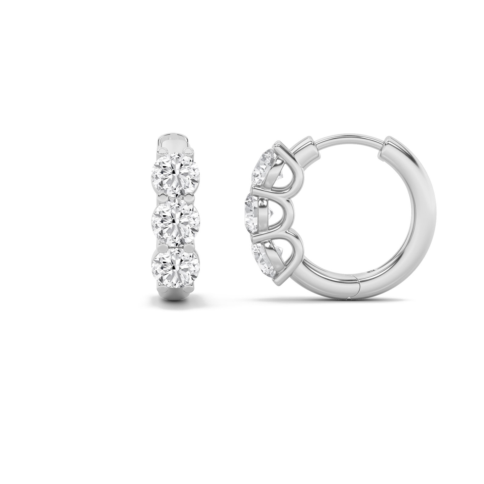 Three Stone Round Hoop Earring