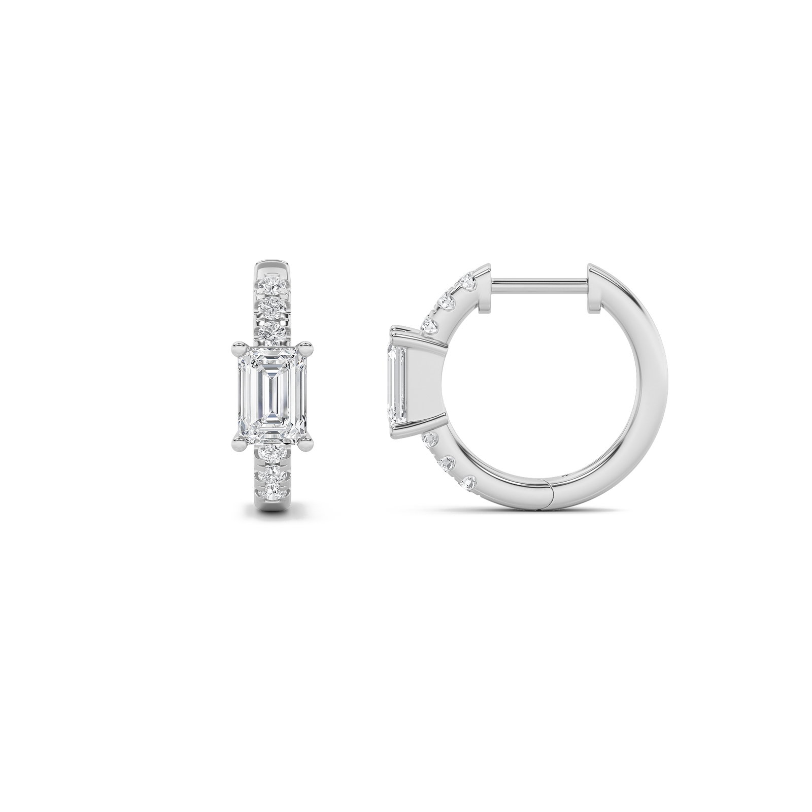 Solitaire Emerald Huggie Earring