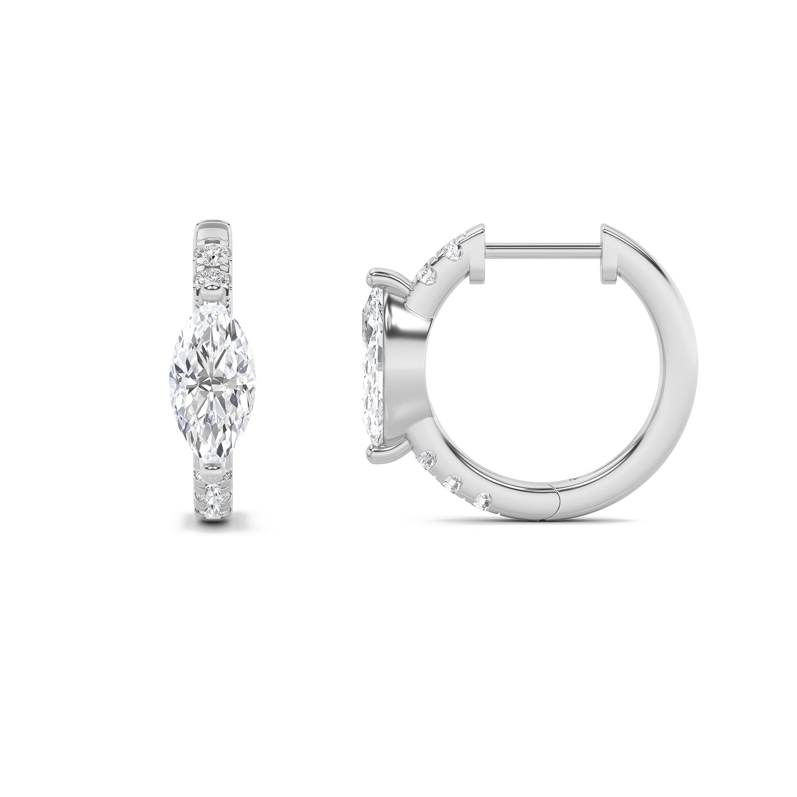 Solitaire Marquise Huggie Earring