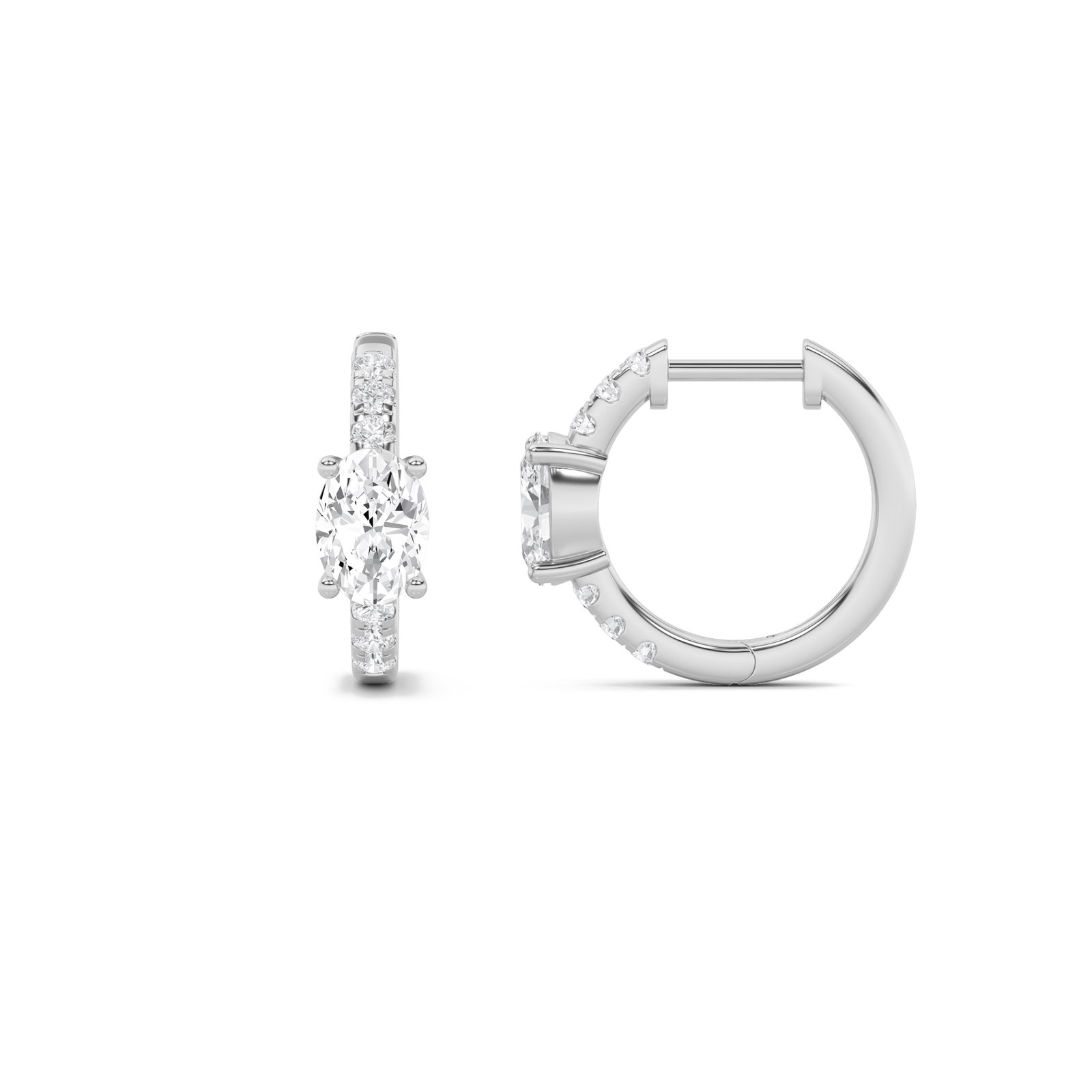 Solitaire Oval Huggie Earring