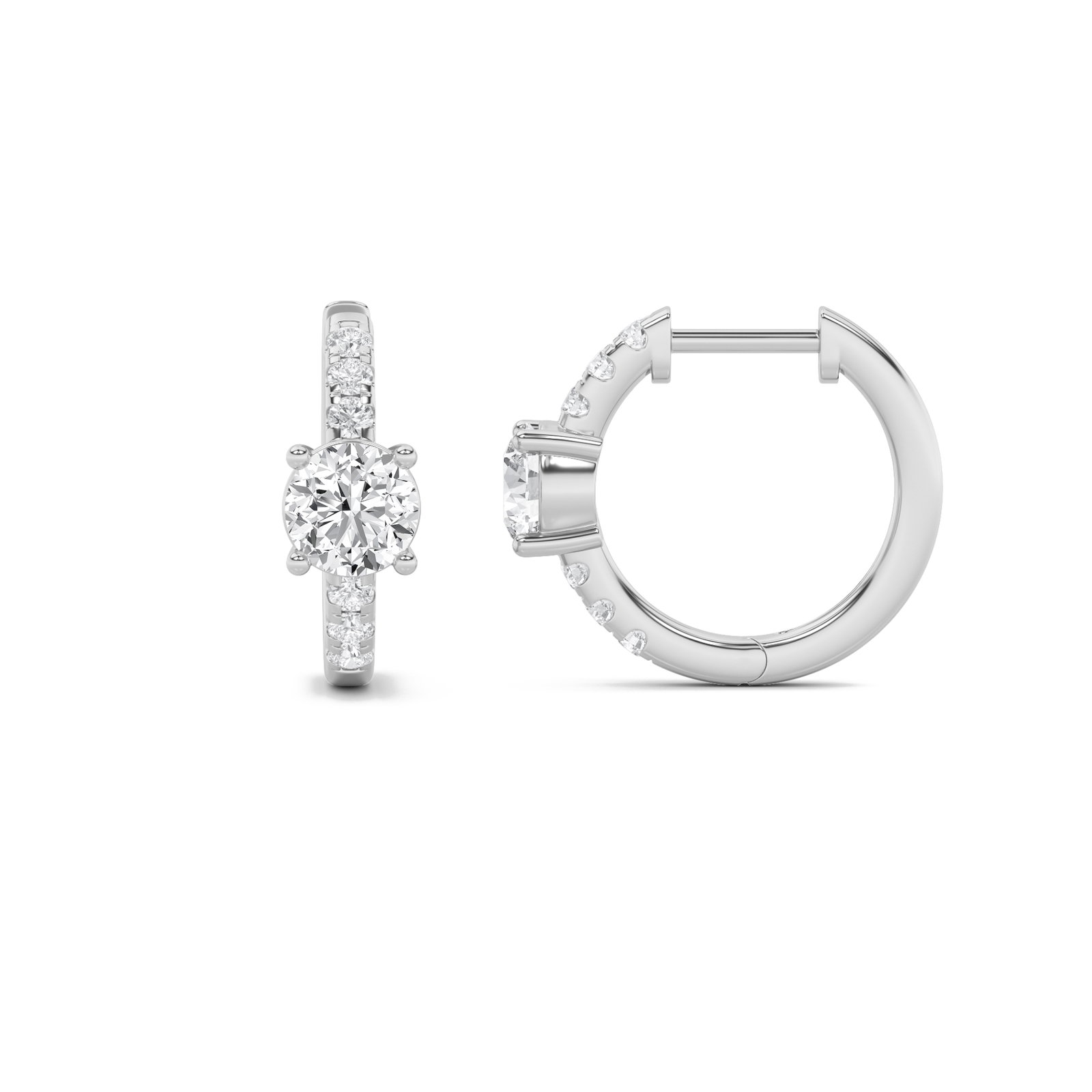 Solitaire Round Huggie Earring