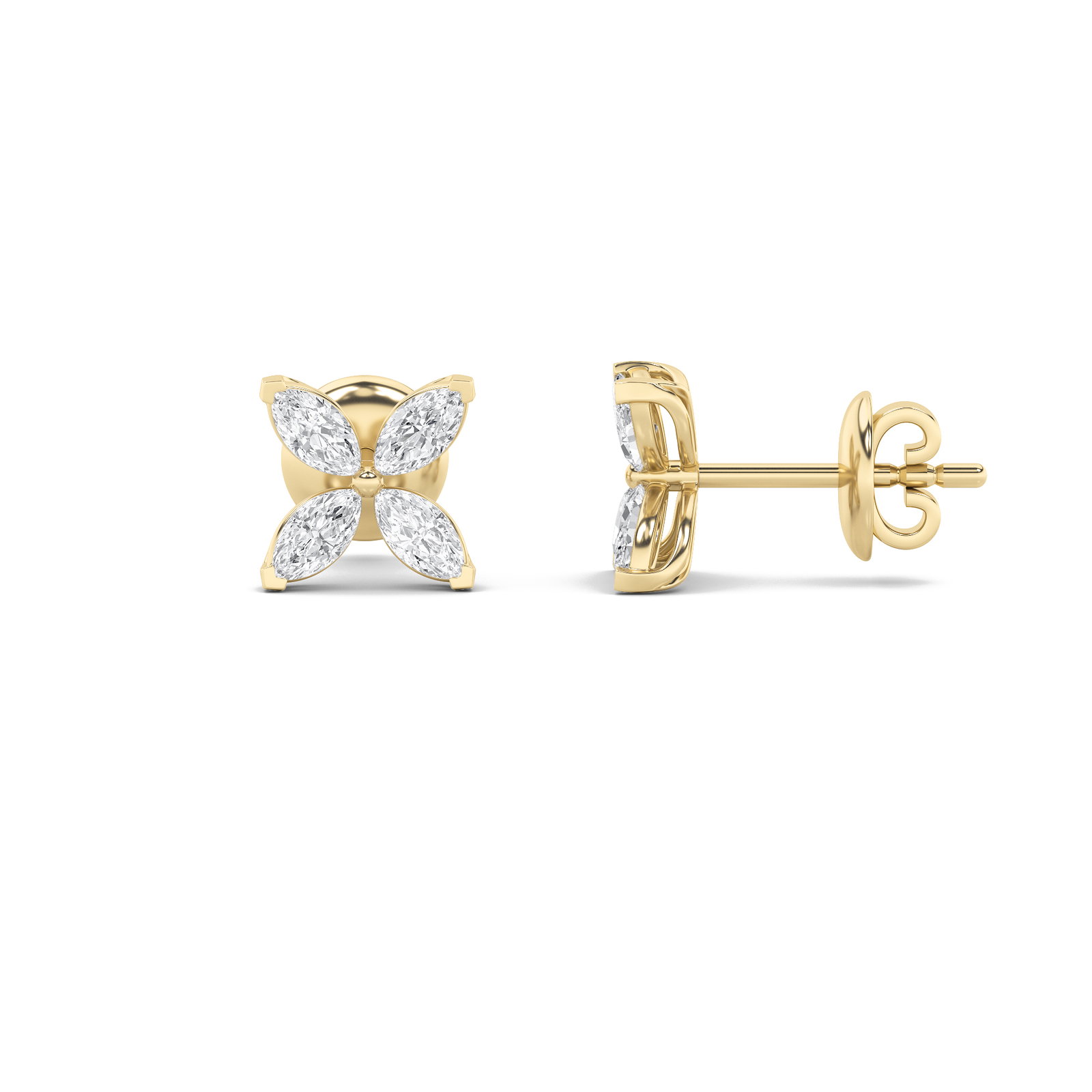 Hoop Earrings with Marquise Shaped Lab Grown Diamond (F/VS) in 14K Gold