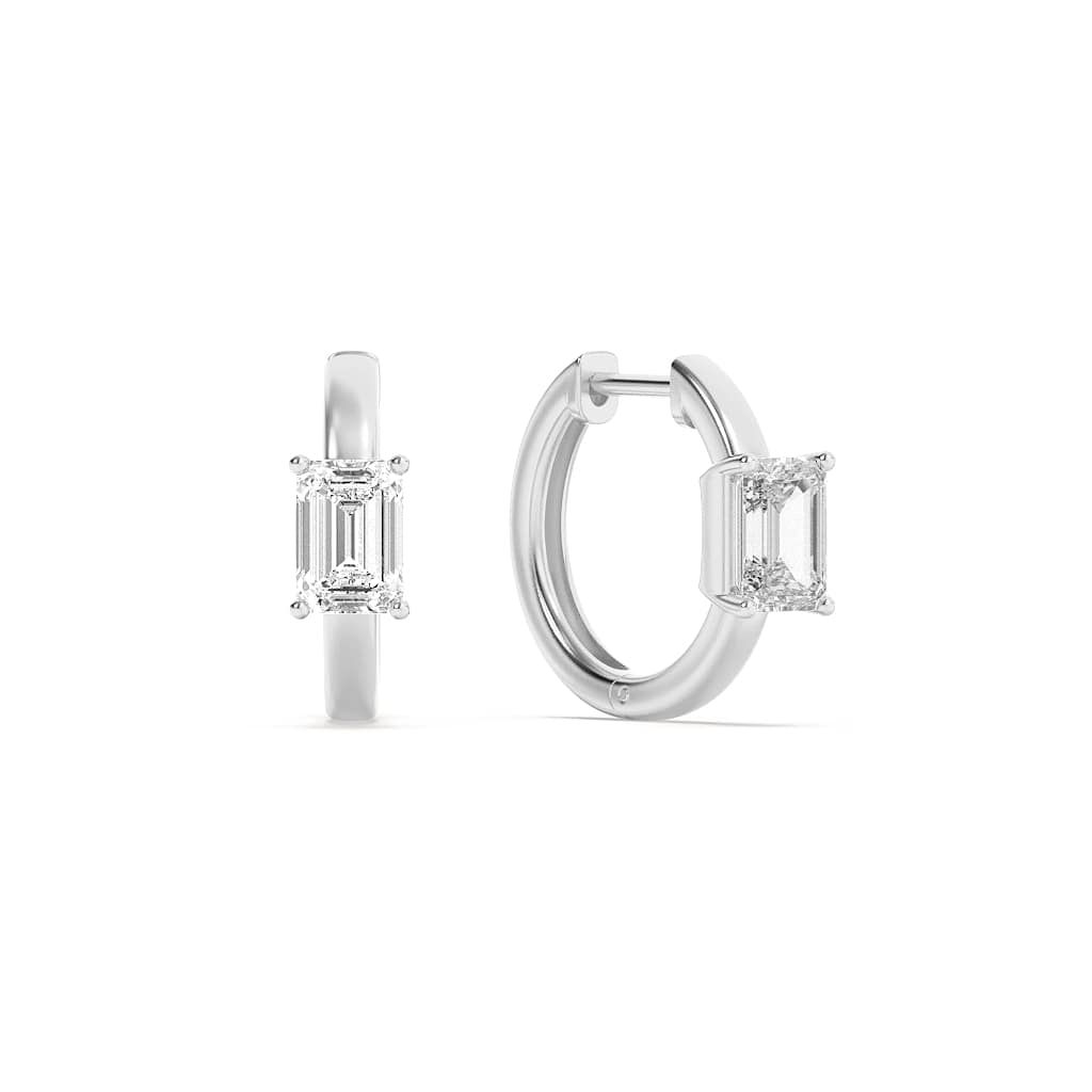 Solitaire Emerald Huggie Earring