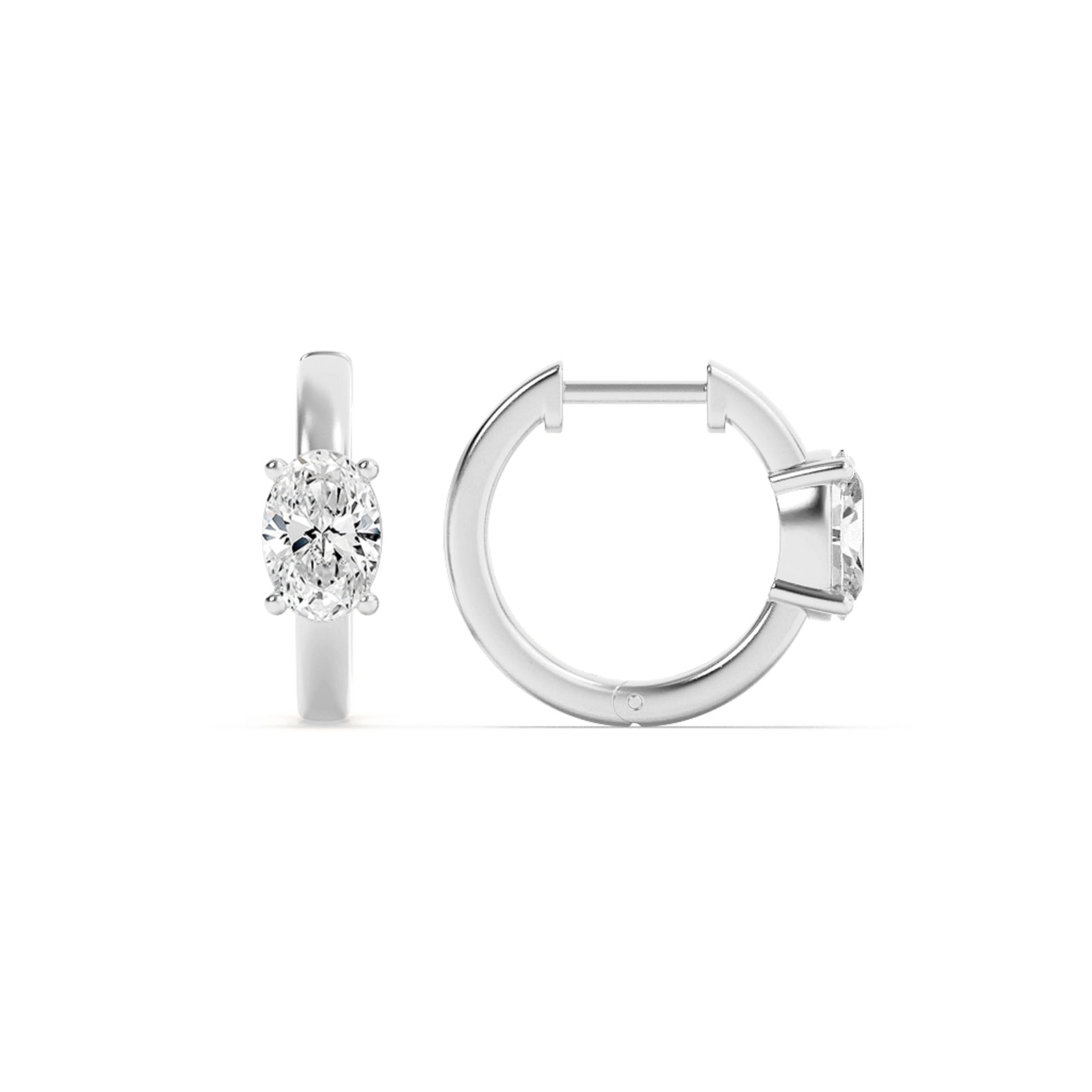 Solitaire Oval Huggie Earring