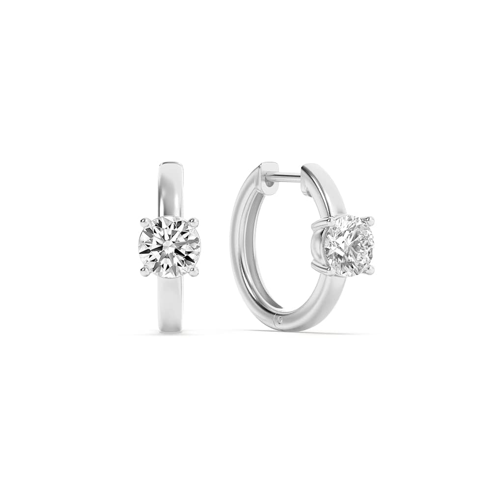 Solitaire Round Huggie Earring