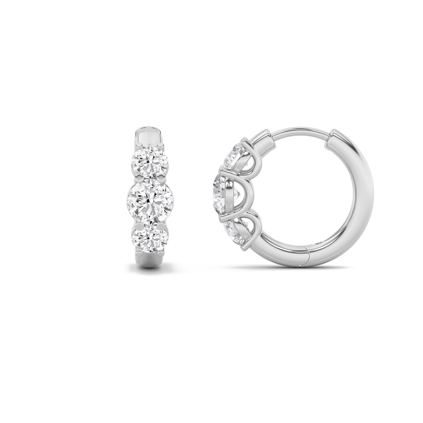 Three Stone Round Hoop Earring