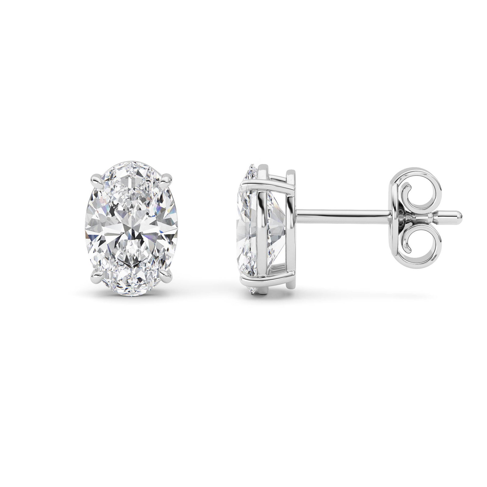 Four Prong Oval Solitaire Earring