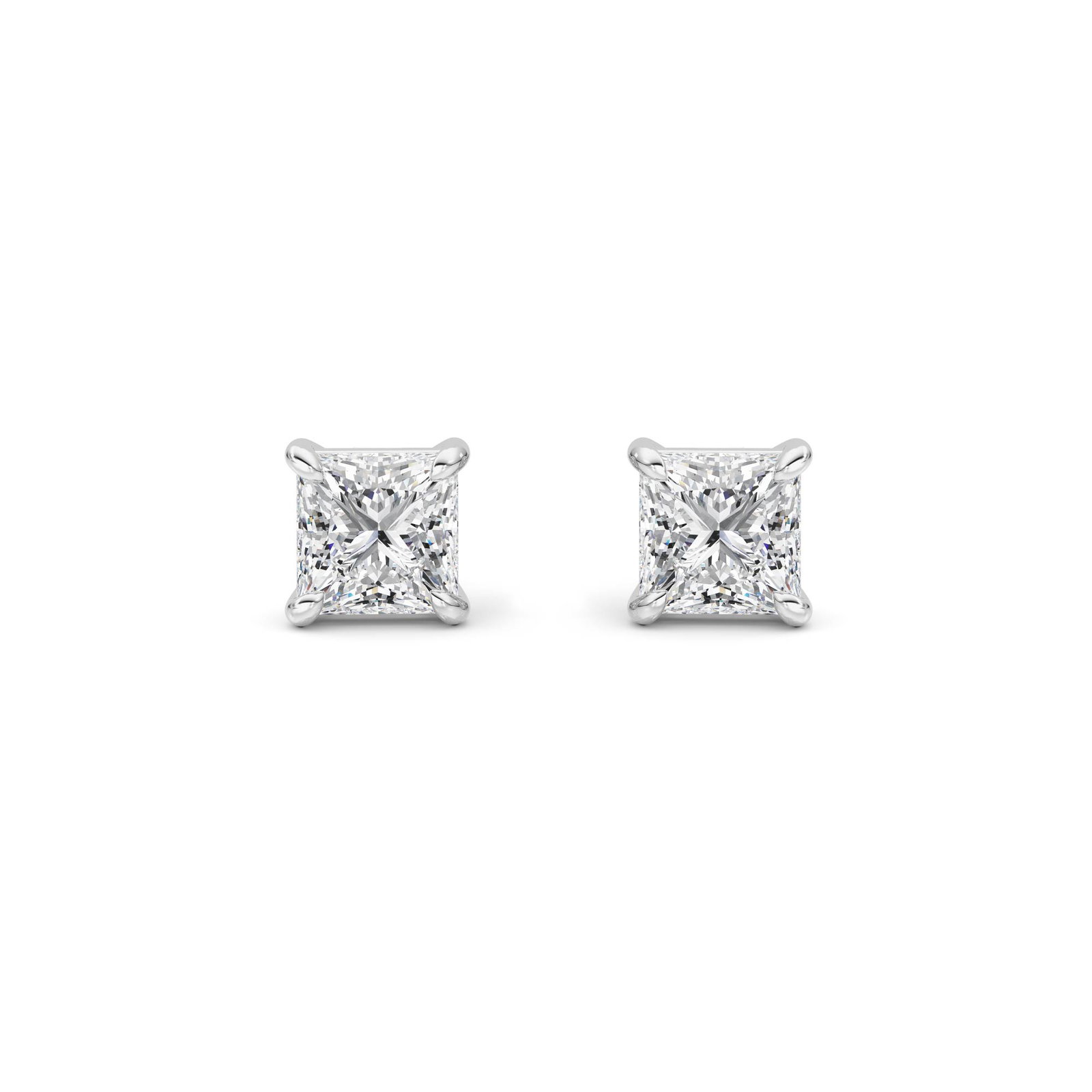 Four Prong Princess Solitaire Earring