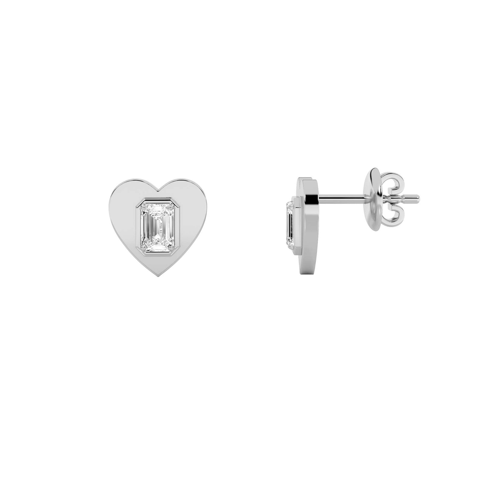 Bezel Emerald Heart Earrings