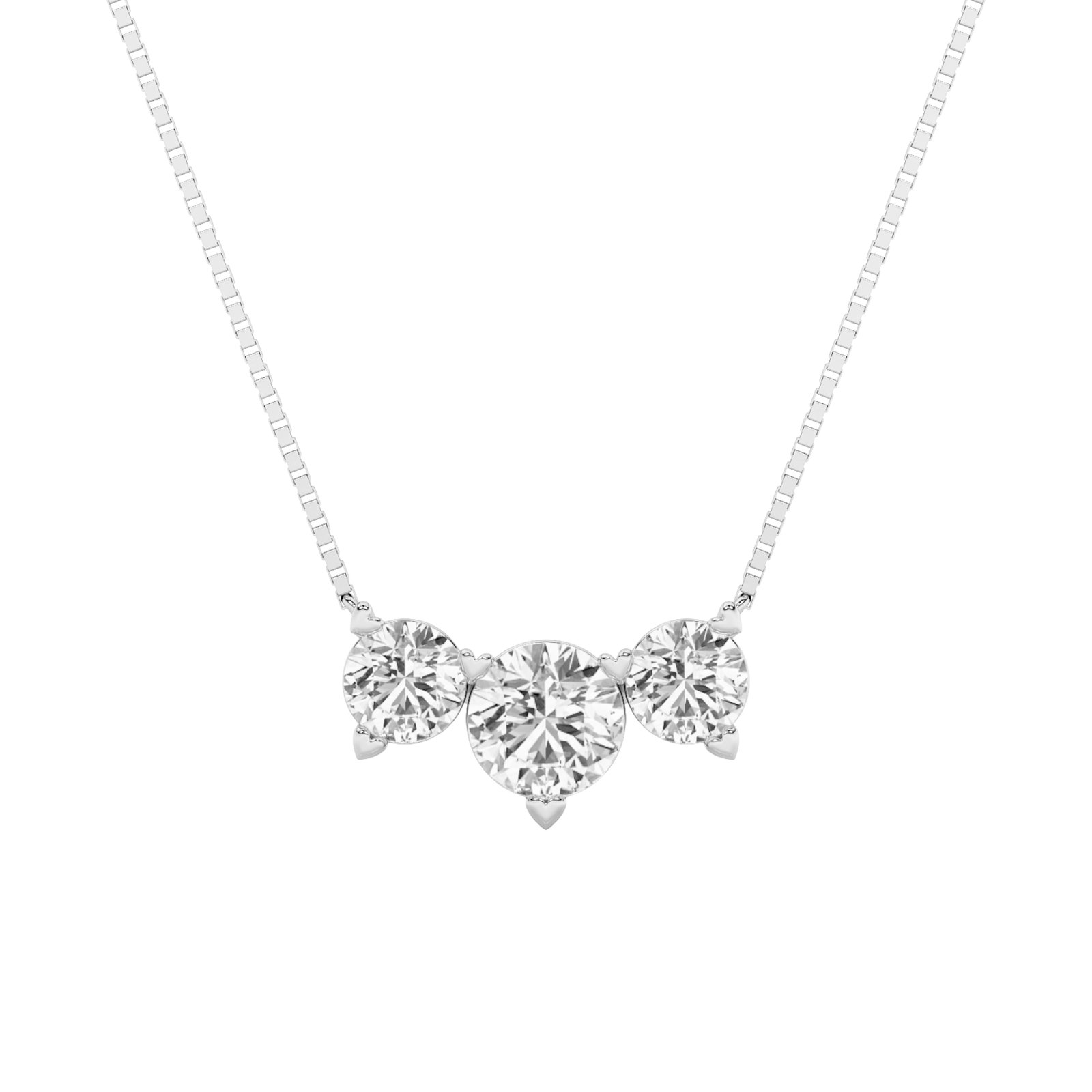 Three Stone Round Necklace