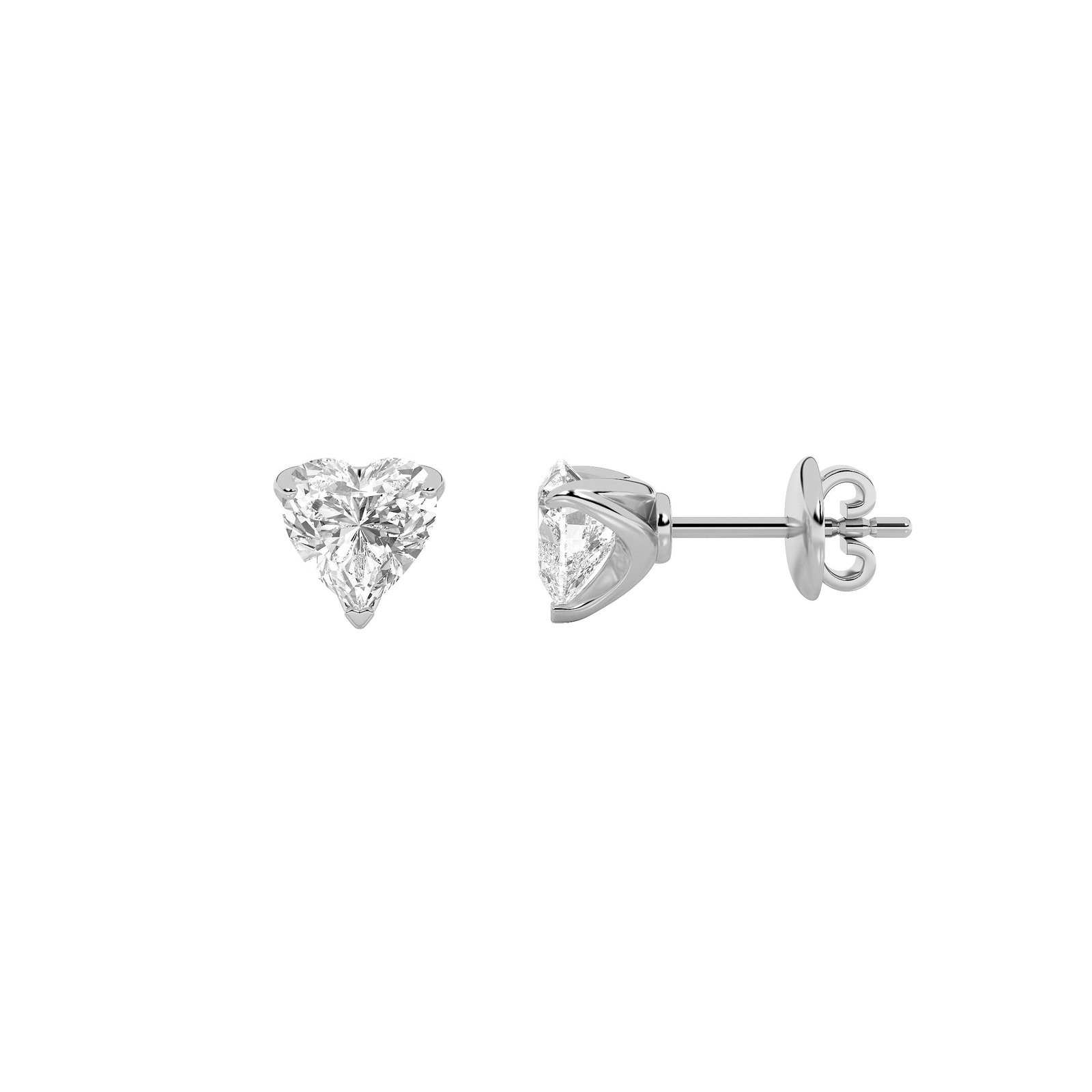 Heart Three Prong Martini Heart Stud Earring