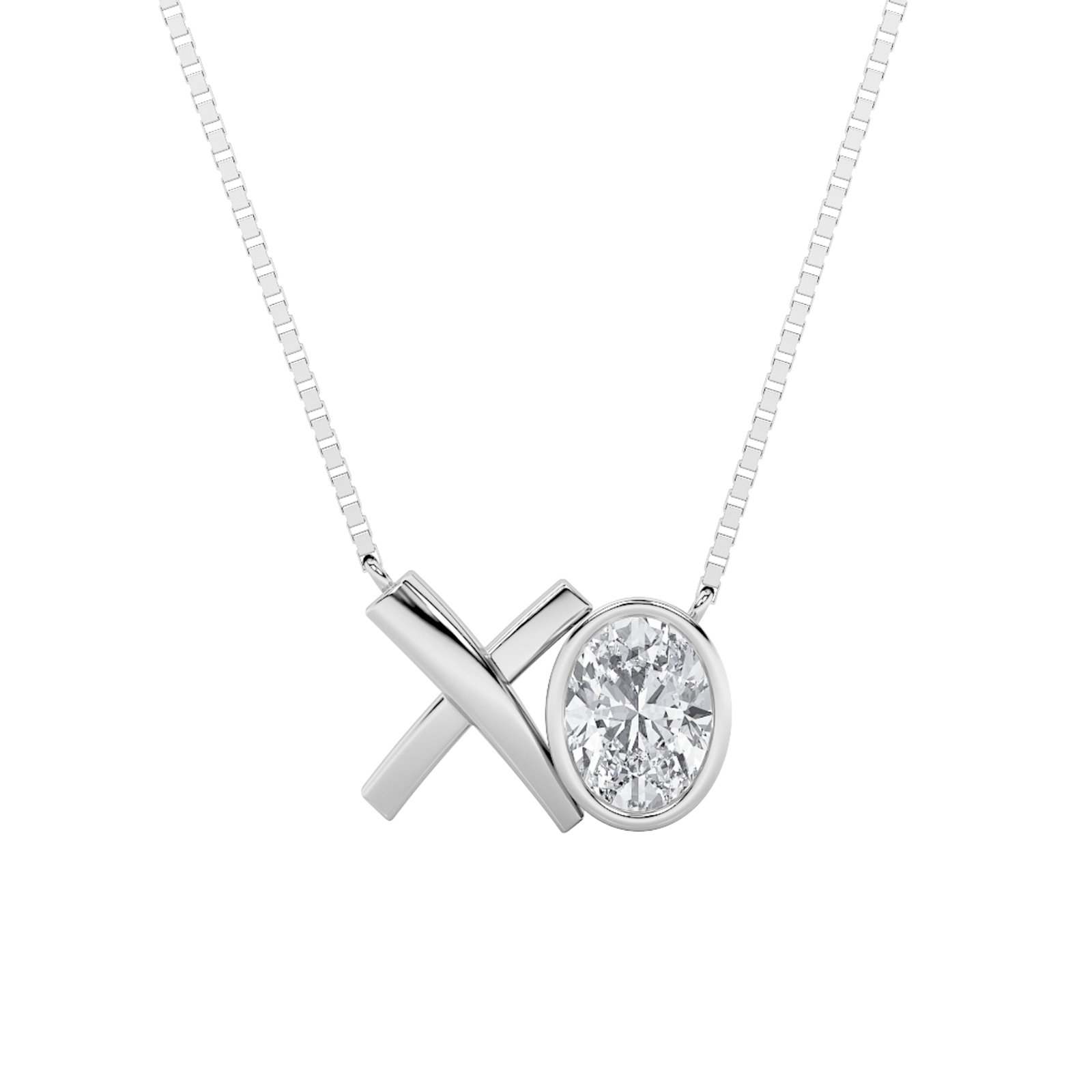 XO Collection Bezel Oval Solitaire Necklace