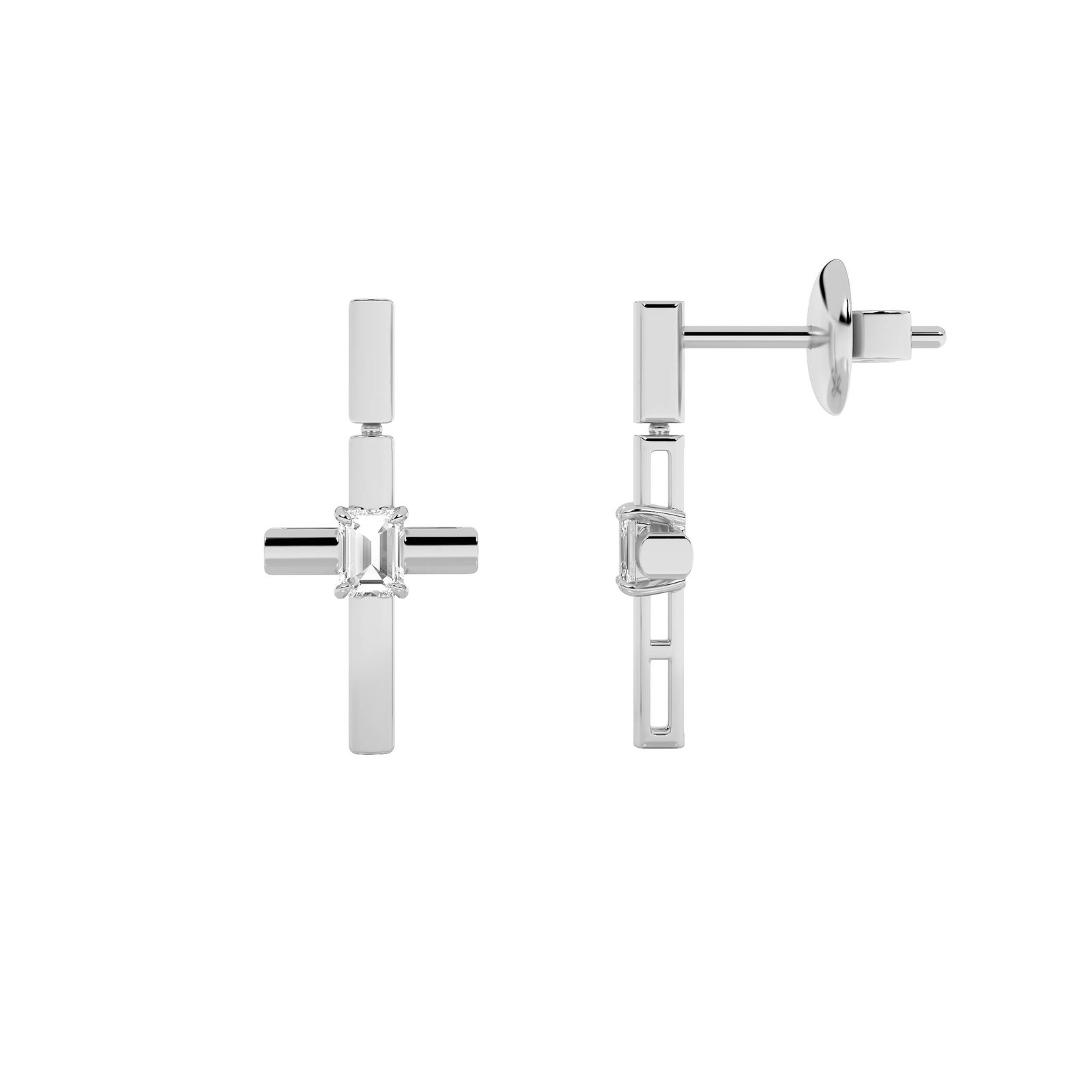 Cross Emerald Dangle Earring