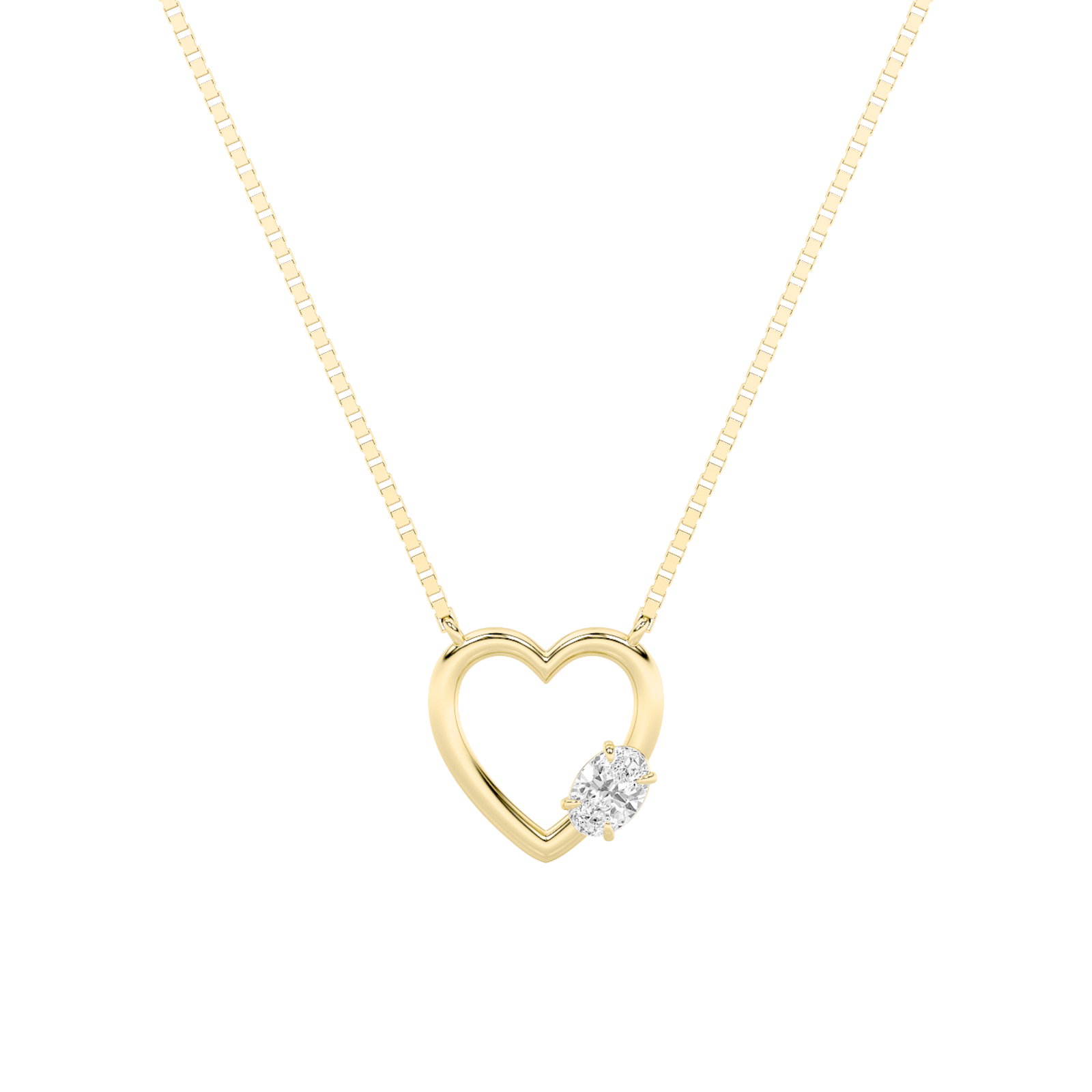 Heart Oval Solitaire Necklace