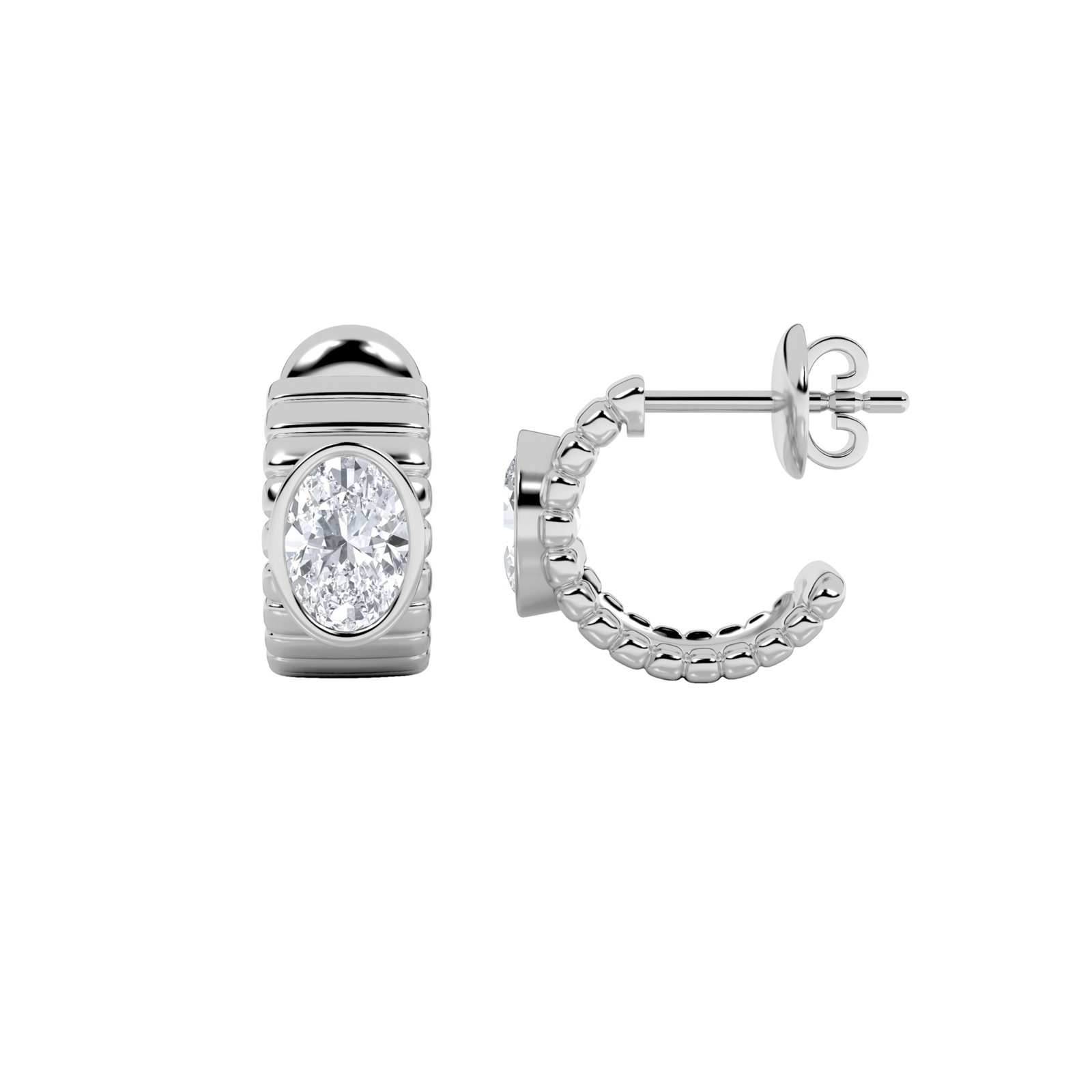 Bezel Fashion Oval C Hoop Earring