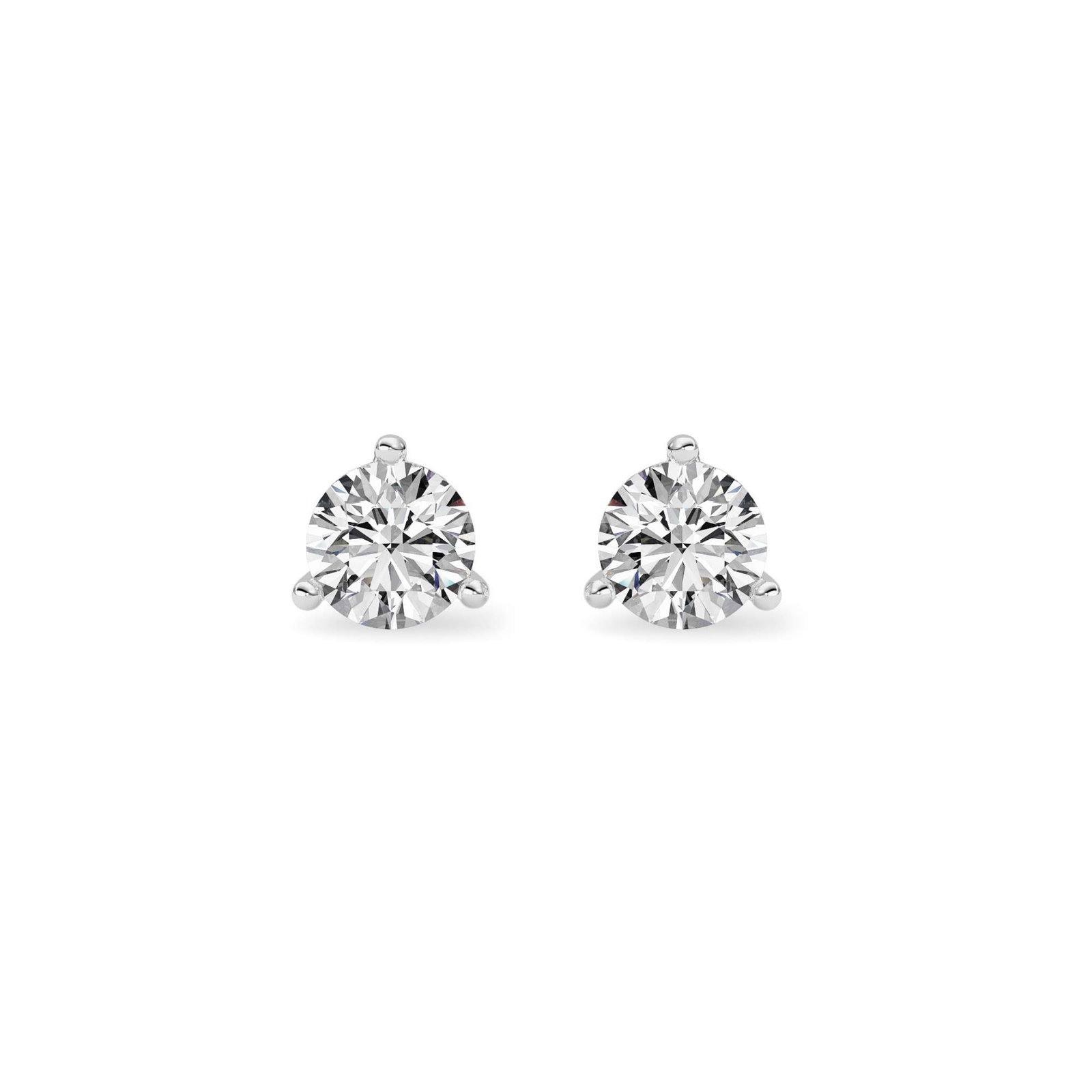 Round Three Prong Martini Stud Earrings
