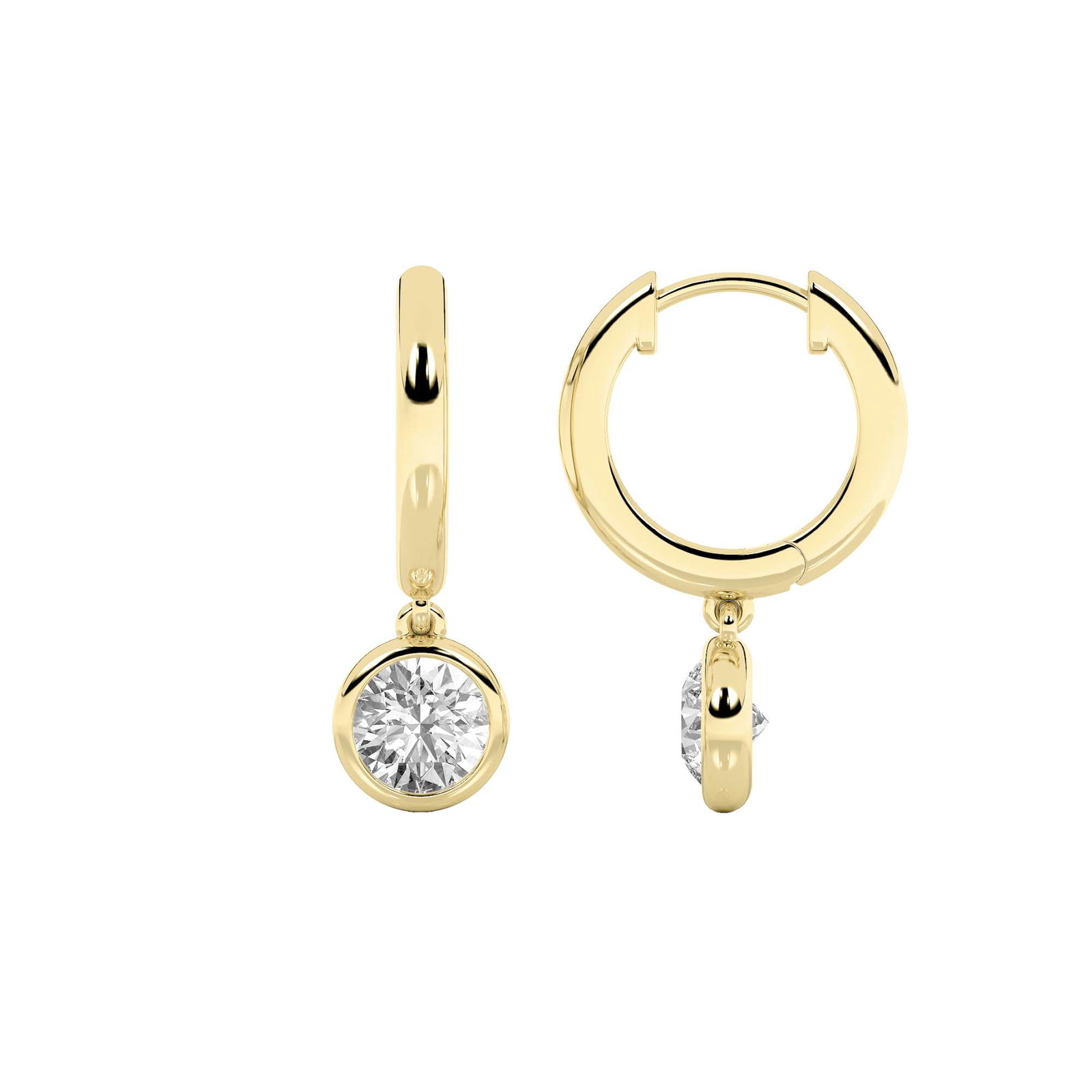 Bezel Round Hoop Earrings