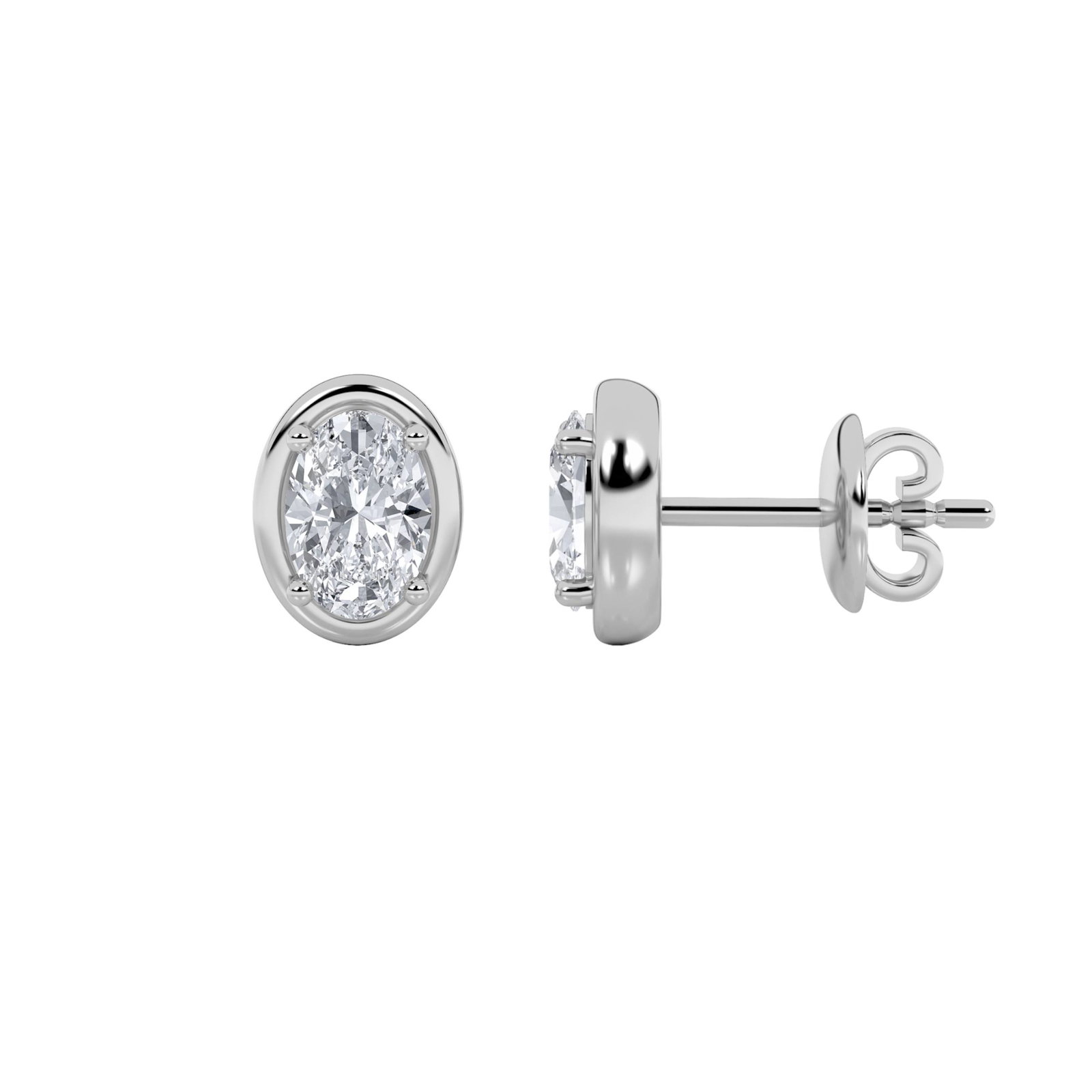 Bezel Oval Stud Earrings