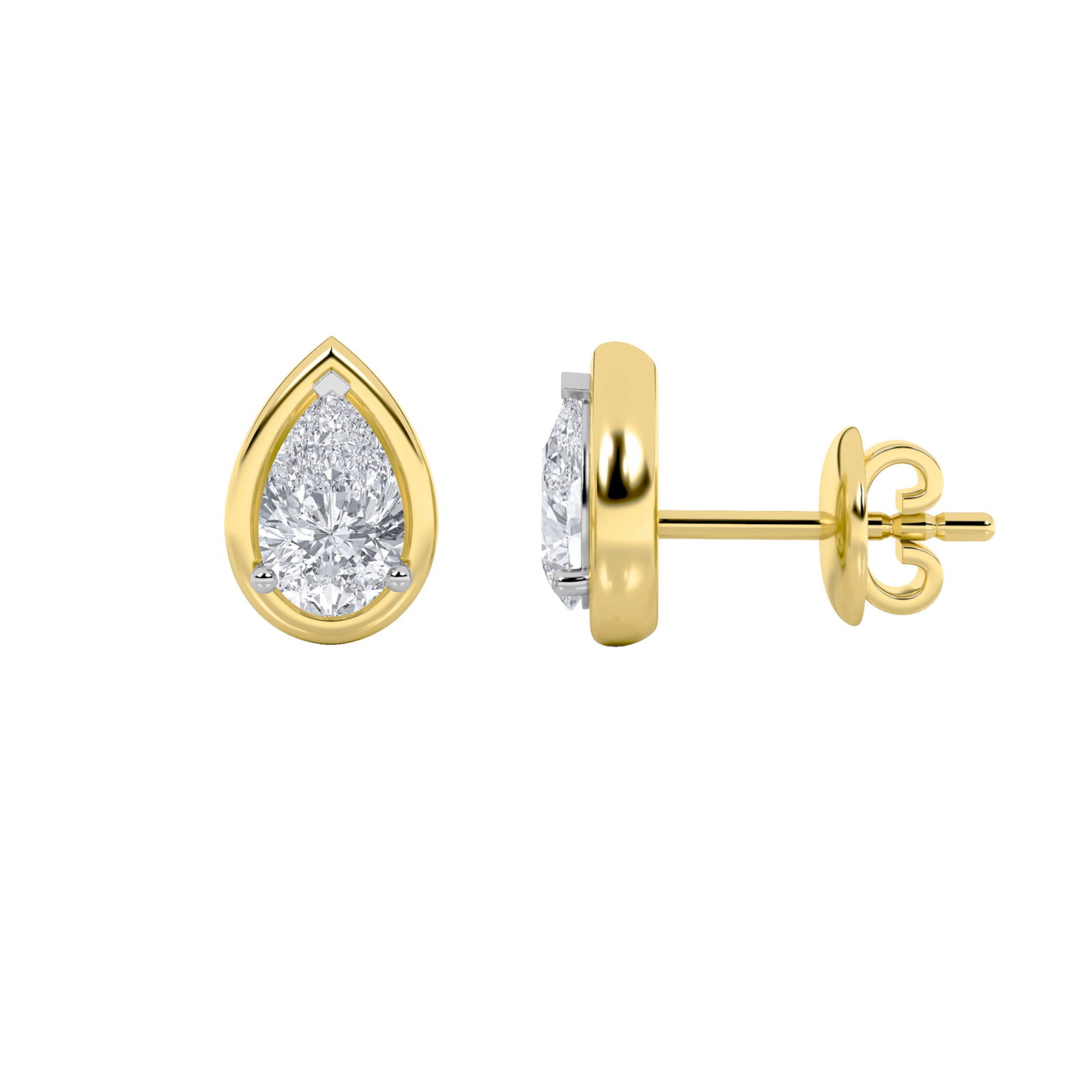 Bezel Pear Solitaire Earring