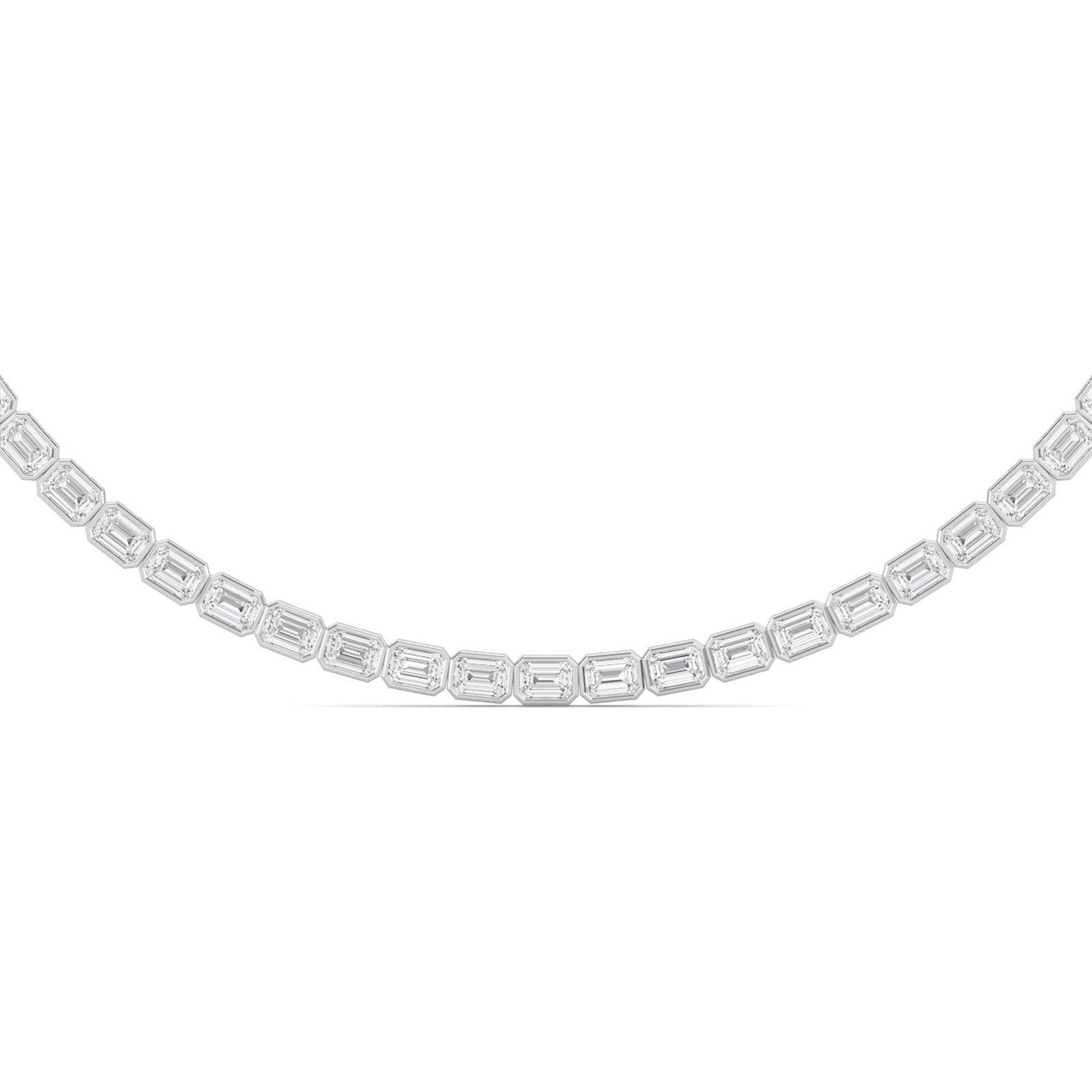 Bezel East West Emerald Tennis Necklace