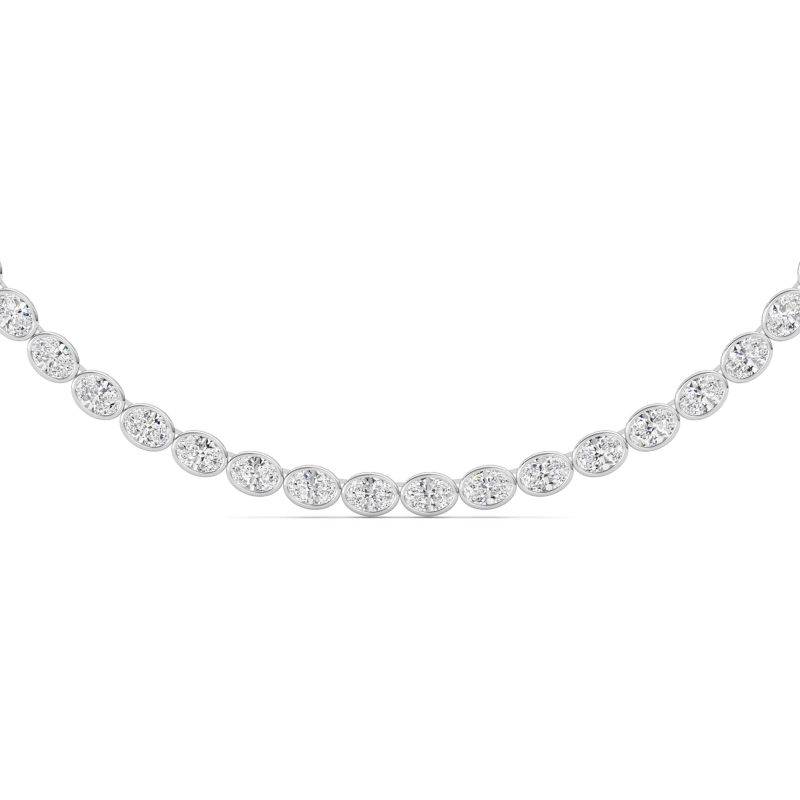 Bezel East West Oval Tennis Necklace