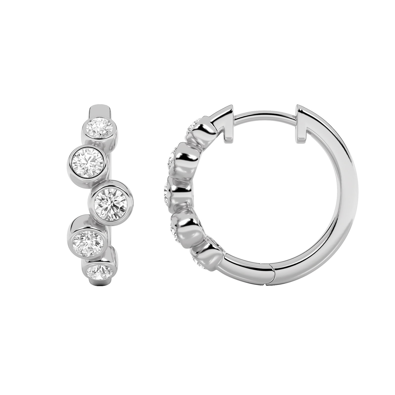 Bezel Round Hoop Earring