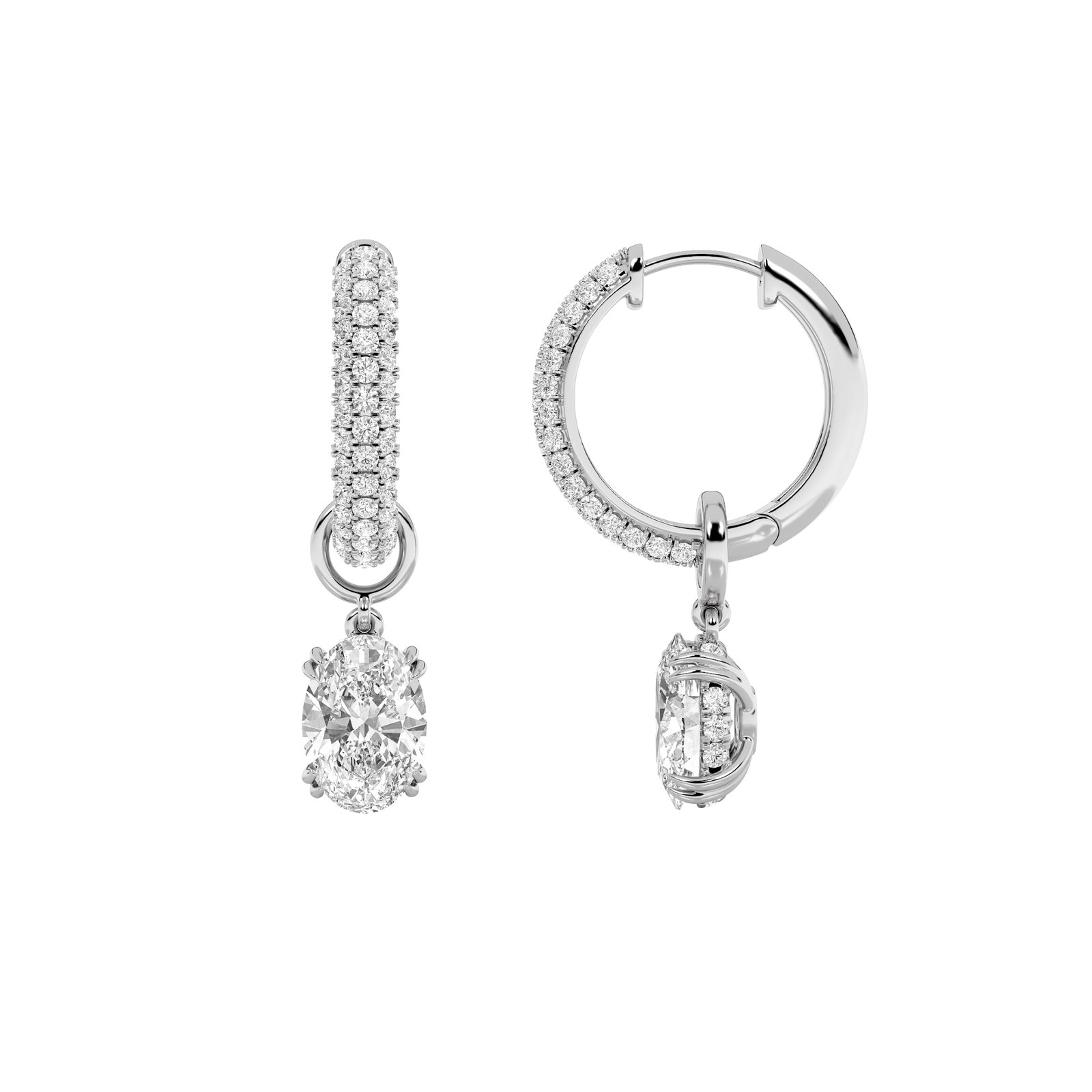 Removeable Charm Oval Dangle Earring