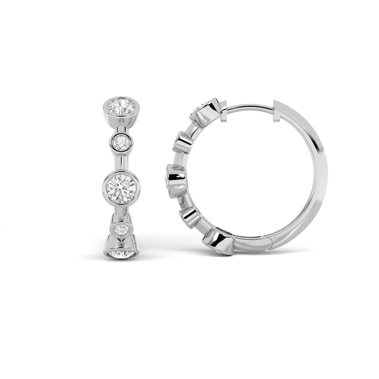 Fashion Bezel Round Hoop Earrings