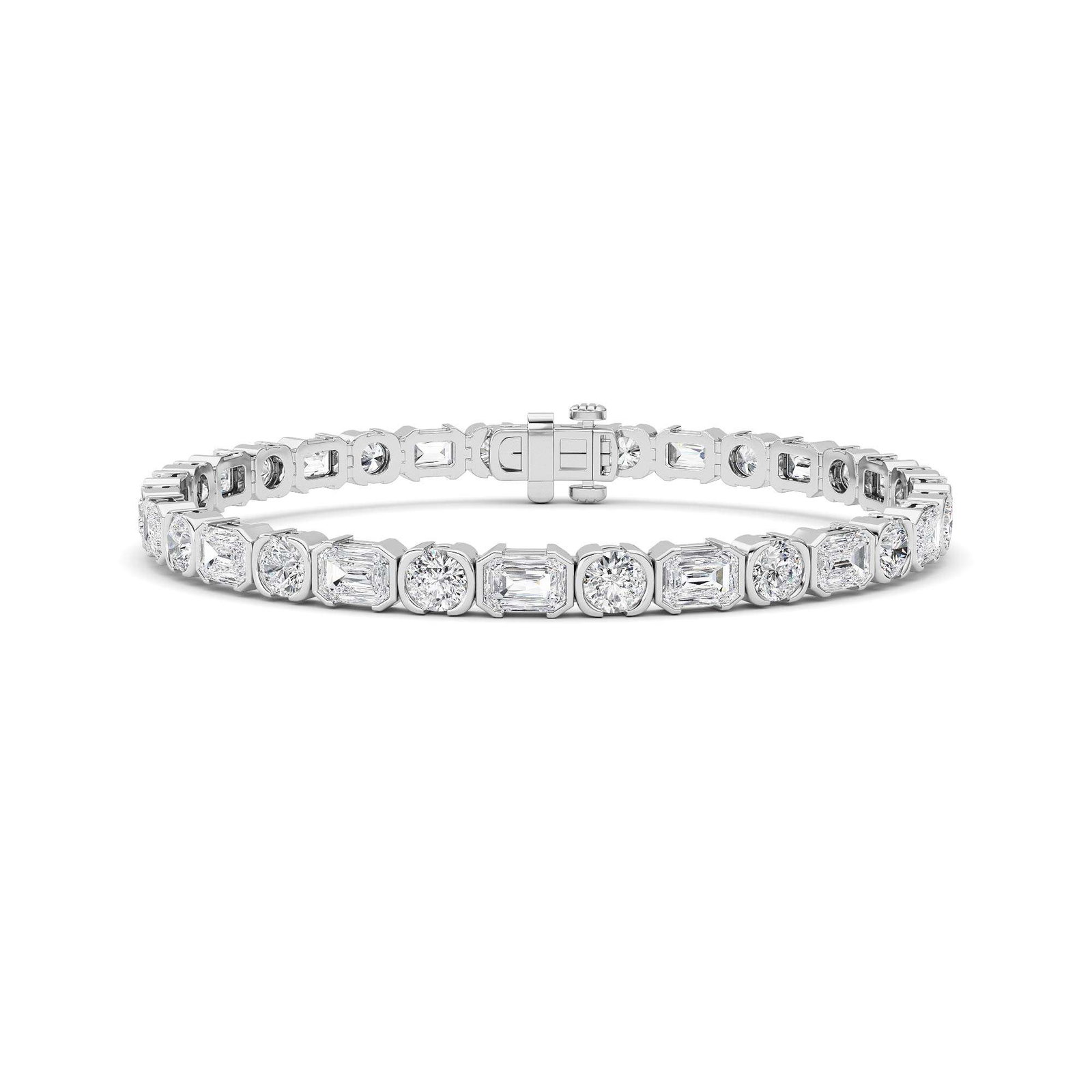 Round Emerald Semi Bezel Bracelet