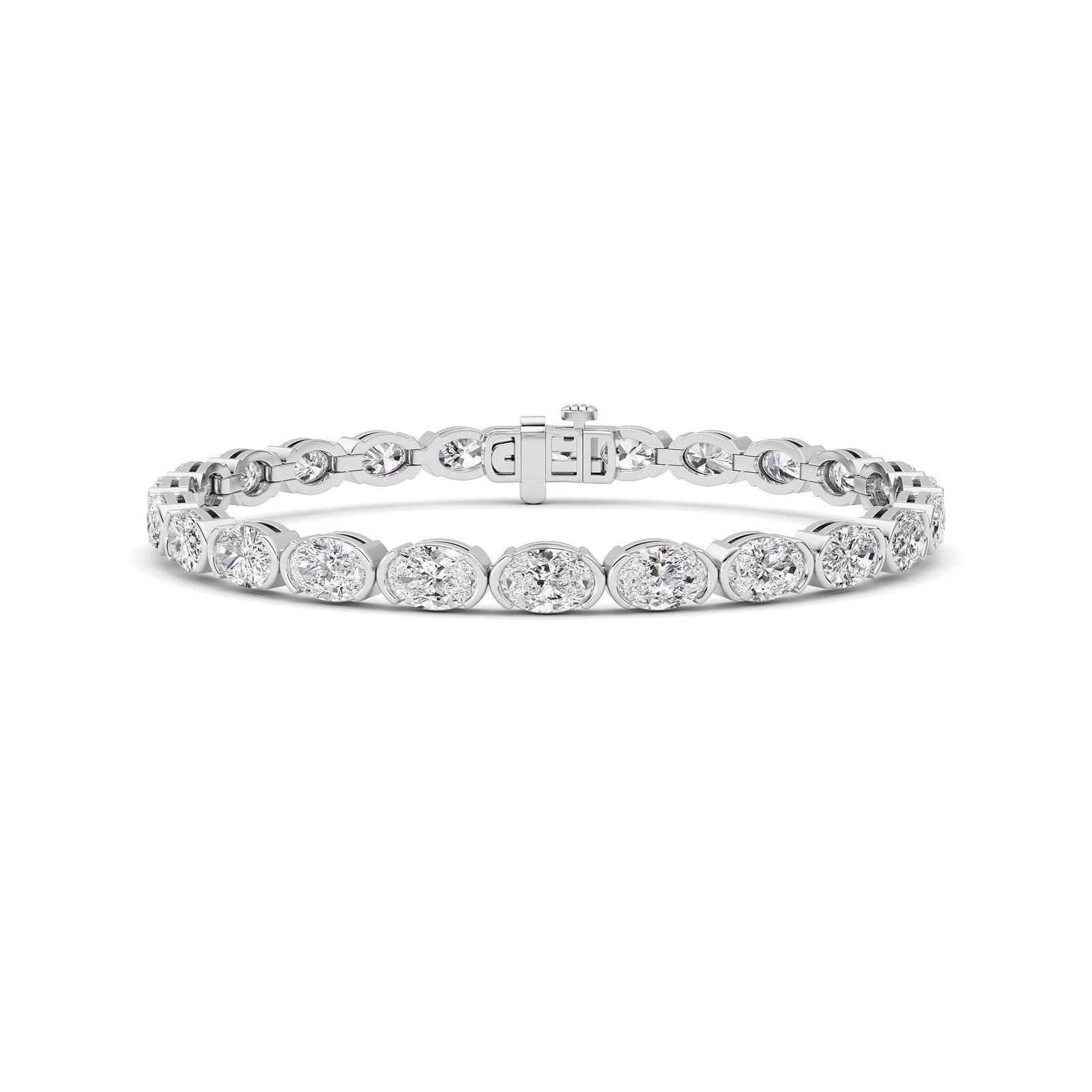 Bezel East West Oval Tennis Bracelet